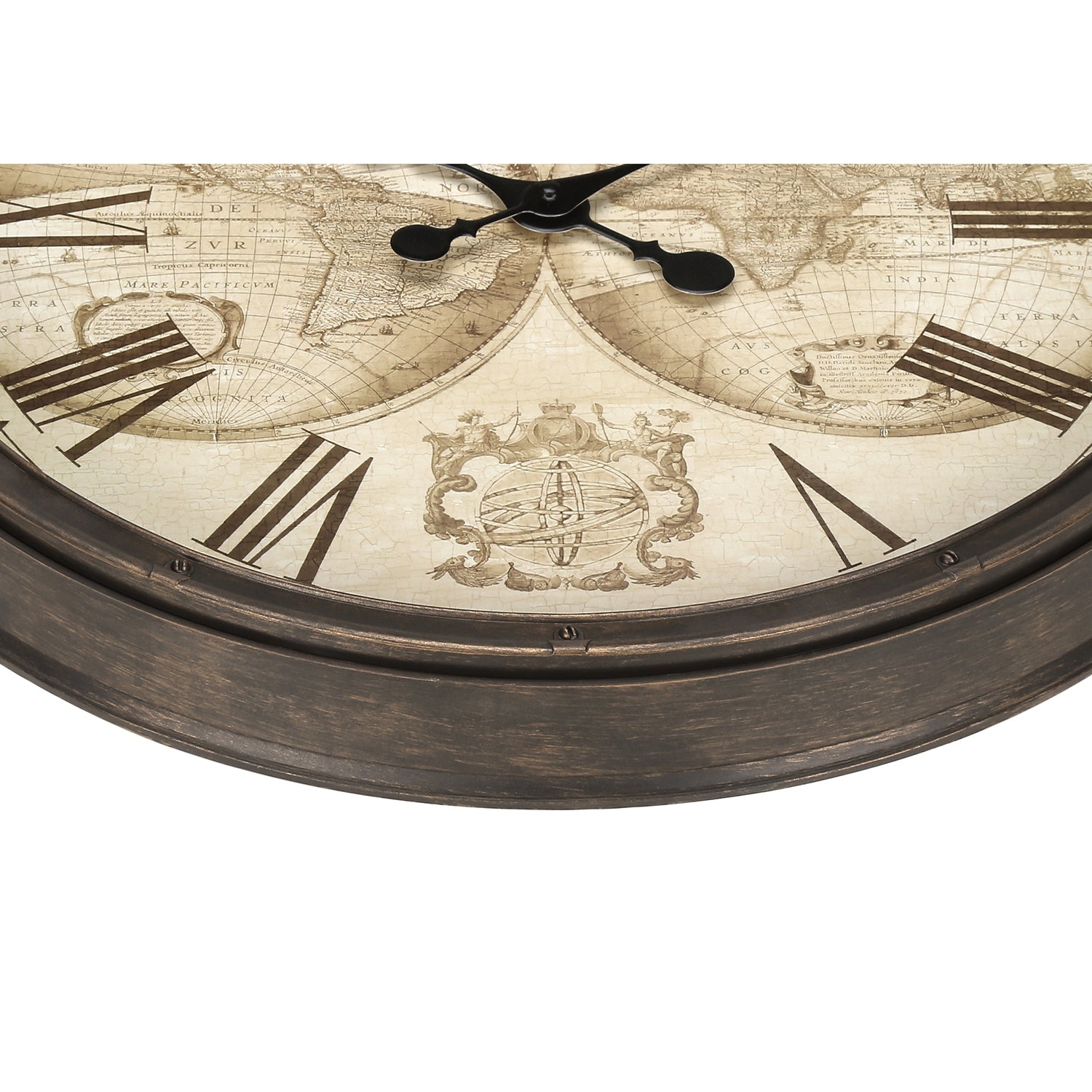 Monarch Specialties I 9048 - Clocks, 20" Round, Wall Clock, Antique Brown, Transitional