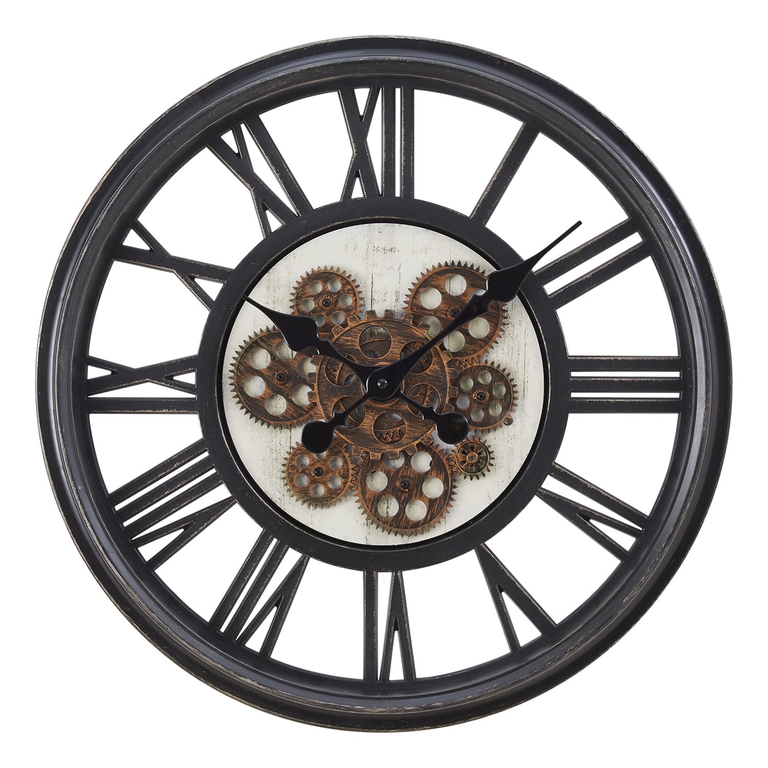 Monarch Specialties I 9064 - Clocks, 20" Round, Gear Mechanism, Wall Clock, Black, Transitional