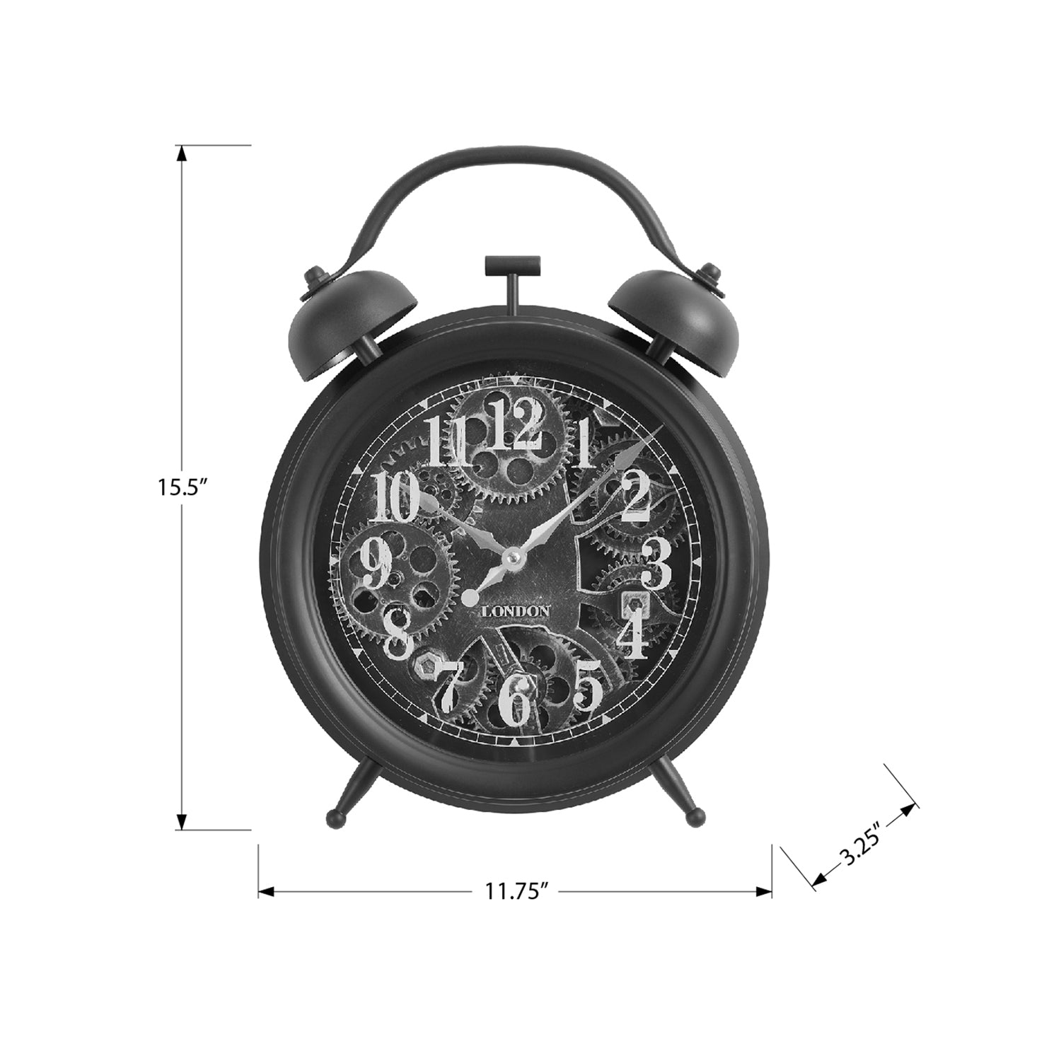 Monarch Specialties I 9015 - horloges, rond, 12&nbsp;po, mécanisme à engrenages, horloge de table, noir, Transitionnel