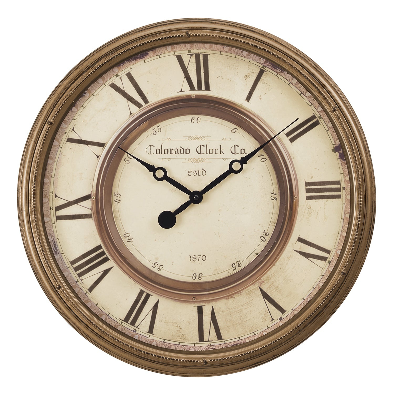 Monarch Specialties I 9047 - Clocks, 20" Round, Wall Clock, Antique Brown, Transitional