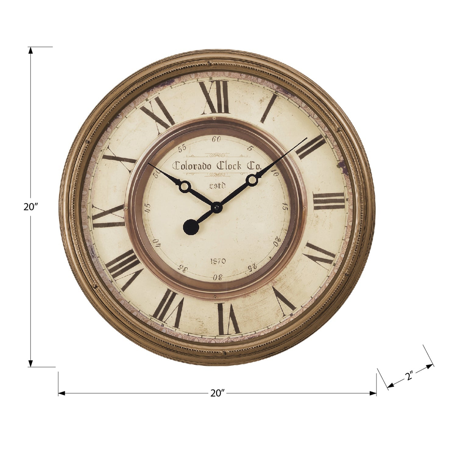 Monarch Specialties I 9047 - Clocks, 20" Round, Wall Clock, Antique Brown, Transitional