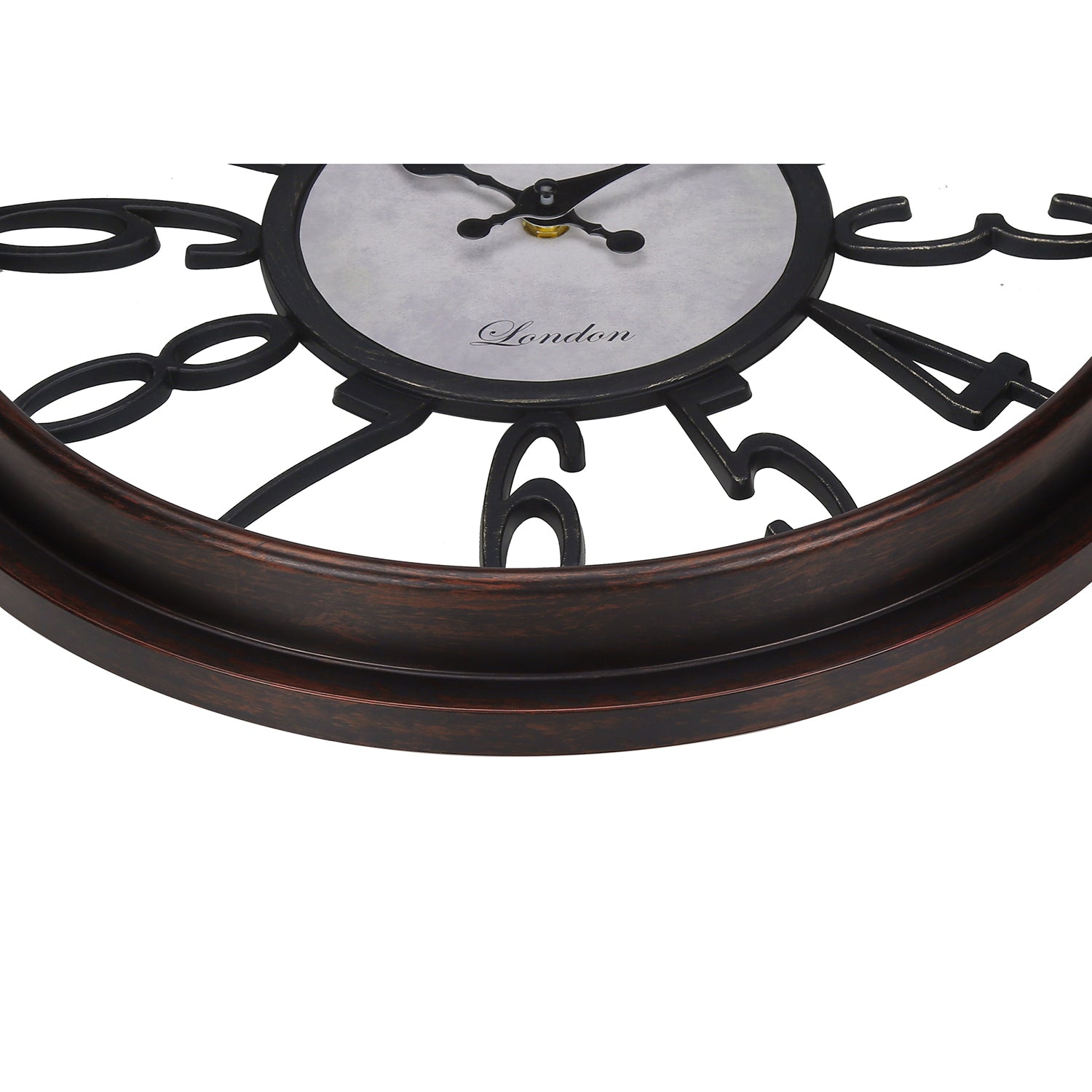 Monarch Specialties I 9084 - Clocks, 16" Round, Wall Clock, Antique Brown, Transitional