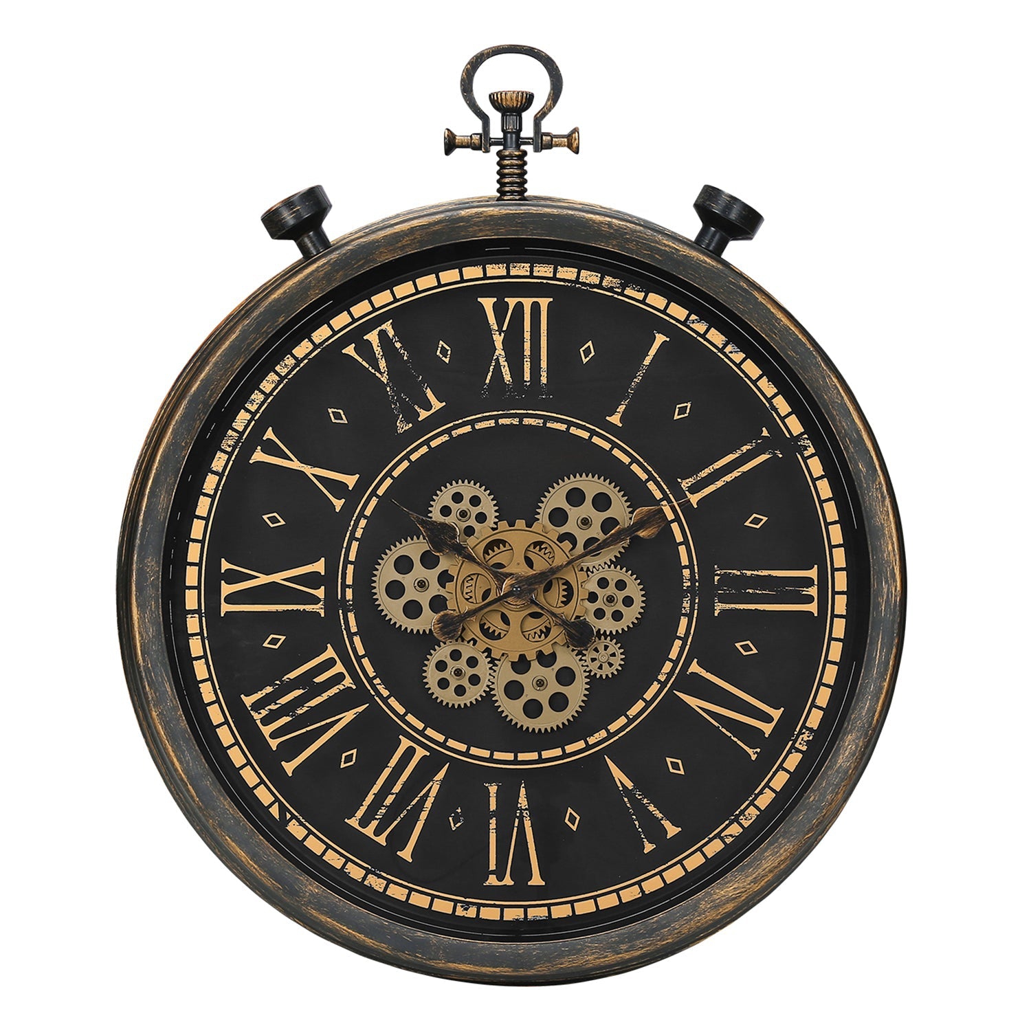 Monarch Specialties I 9073 - Clocks, 24" Round, Gear Mechanism, Wall Clock, Brown, Transitional