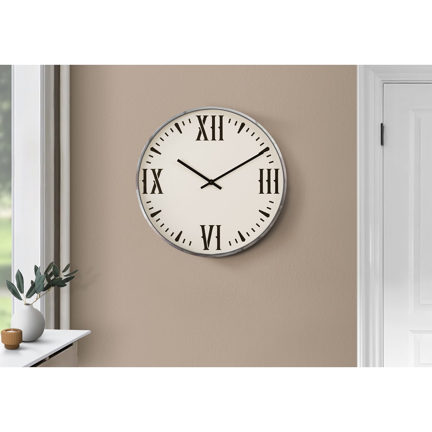 Monarch Specialties I 9060 - Clocks, 20" Round, Wall Clock, Black, White, Modern