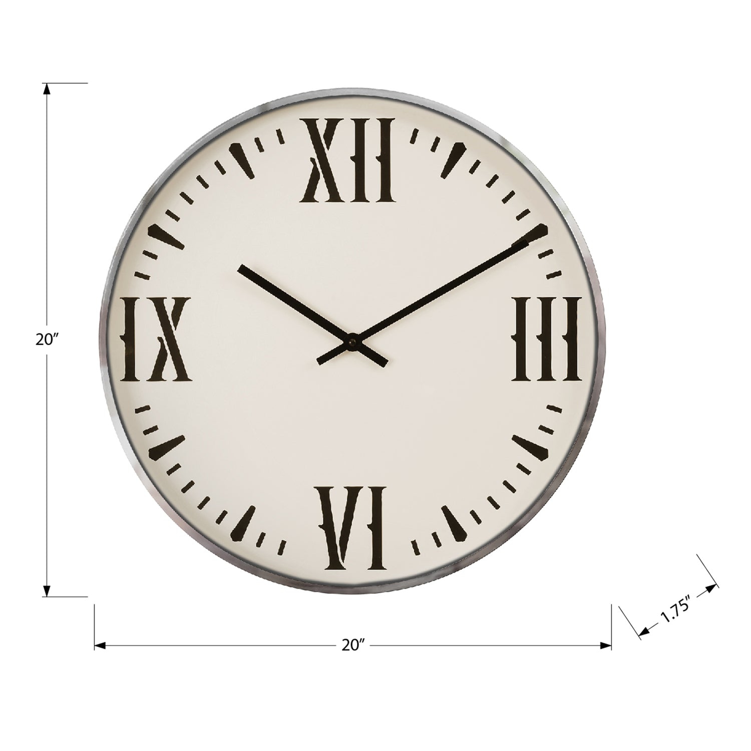 Monarch Specialties I 9060 - Clocks, 20" Round, Wall Clock, Black, White, Modern