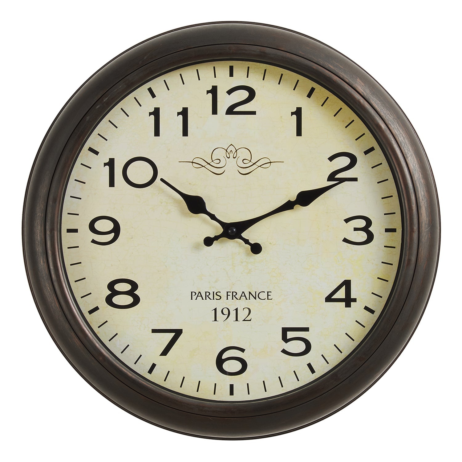 Monarch Specialties I 9080 - Clocks, 16" Round, Wall Clock, Antique Brown, Transitional