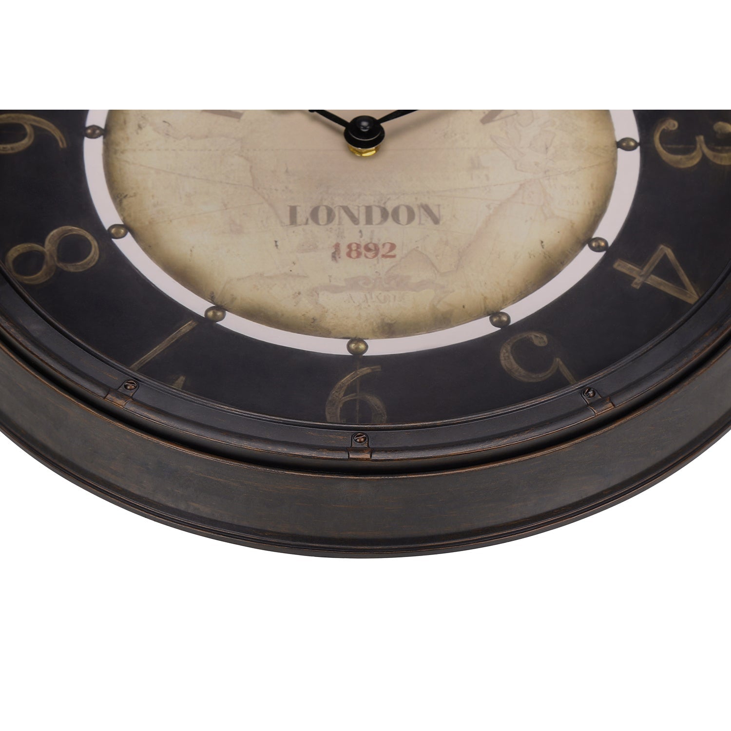 Monarch Specialties I 9082 - Clocks, 16" Round, Wall Clock, Antique Brown, Transitional