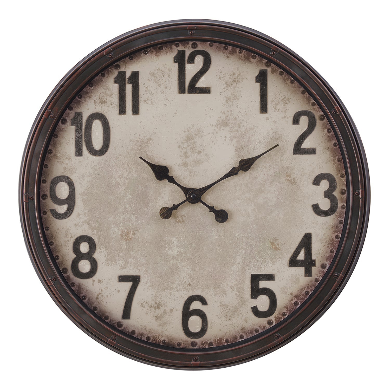 Monarch Specialties I 9054 - Clocks, 20" Round, Wall Clock, Antique Brown, Transitional
