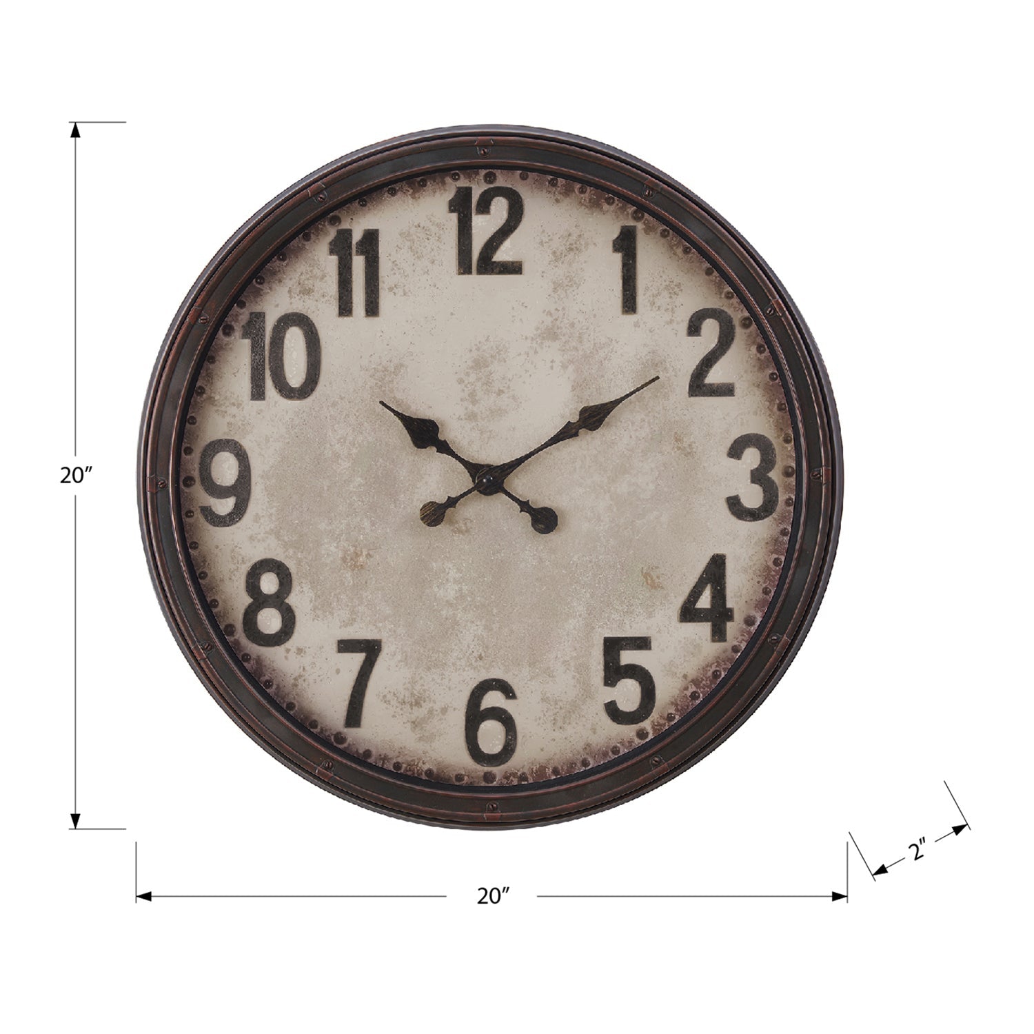 Monarch Specialties I 9054 - Clocks, 20" Round, Wall Clock, Antique Brown, Transitional