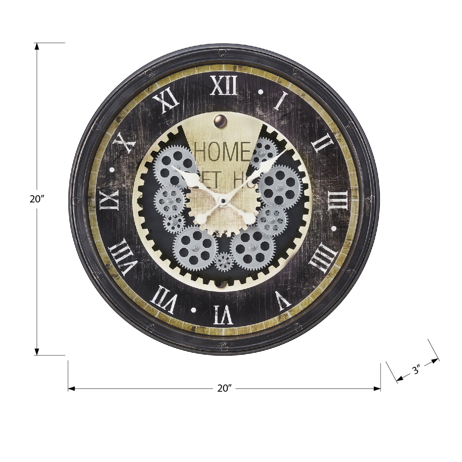 Monarch Specialties I 9062 - Clocks, 20" Round, Gear Mechanism, Wall Clock, Brown, Transitional