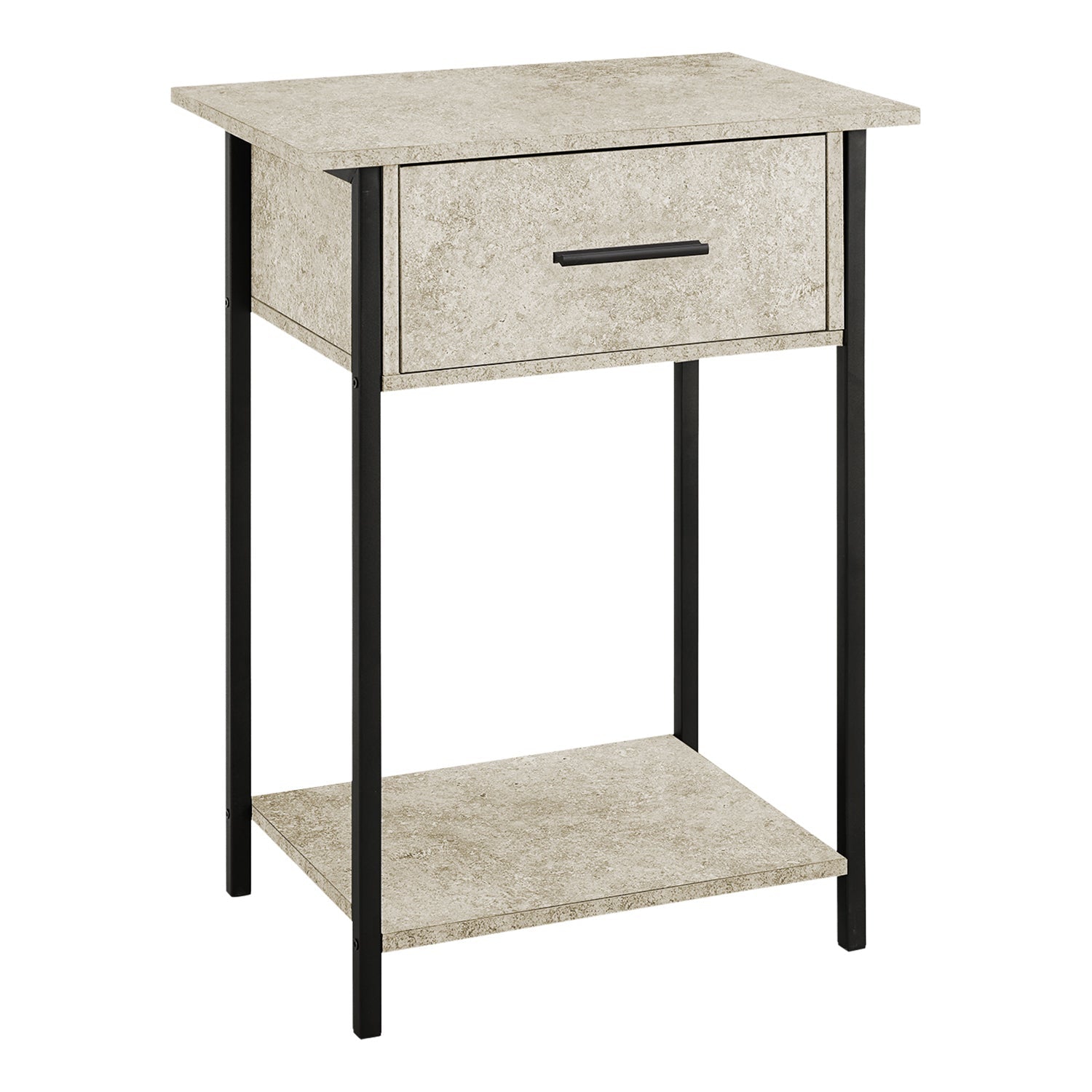 Monarch Specialties I 3818 - Table d'appoint, 2 niveaux, bout, lampe, salon, Table d'appoint, tiroir de rangement, petit, stratifié pierre crème,