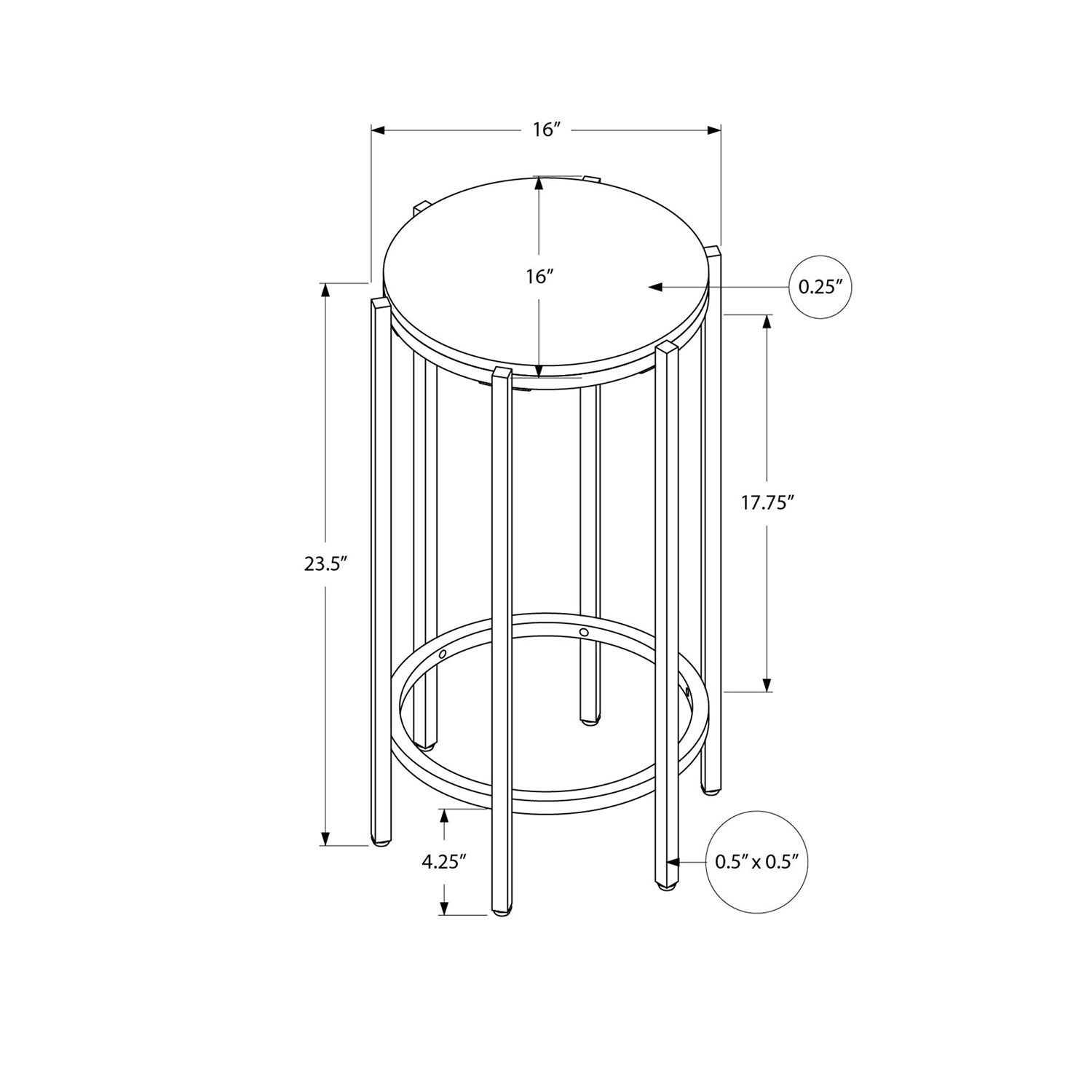 Monarch Specialties I 3756 - Table d'appoint, bout, ronde, table d'appoint, petite, Lampe, salon, chambre, table de chevet, stratifié chêne foncé,