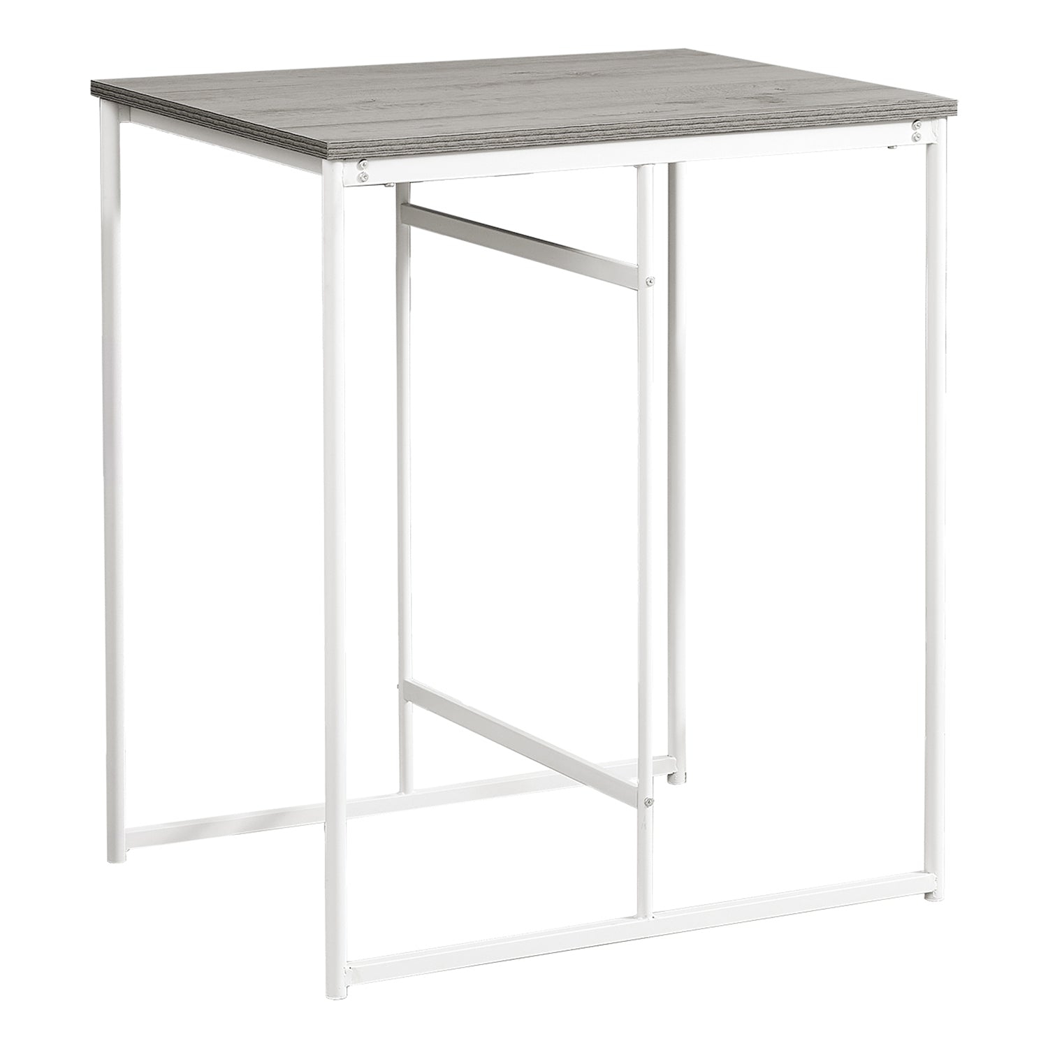 Monarch Specialties I 1241 - Dining Table, 32" Rectangular, Counter Height, Small, Laminate Top, Kitchen, Grey Laminate, White Metal, Contemporary,