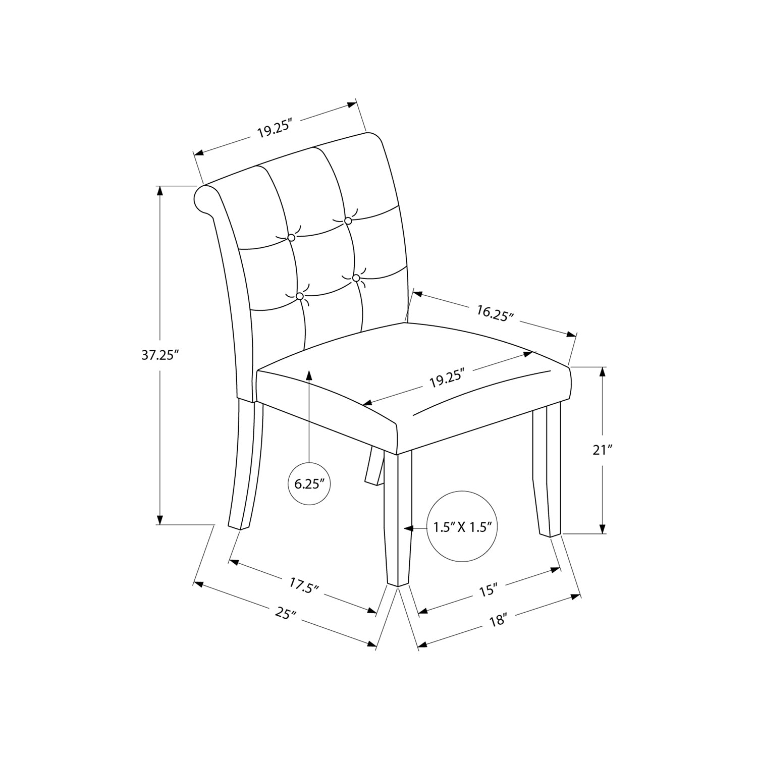 Monarch Specialties I 1221 – Chaise de salle à manger, 38&nbsp;po de hauteur, ensemble de 2, revêtement, salle à manger, Côté, cuisine, tissu orange,