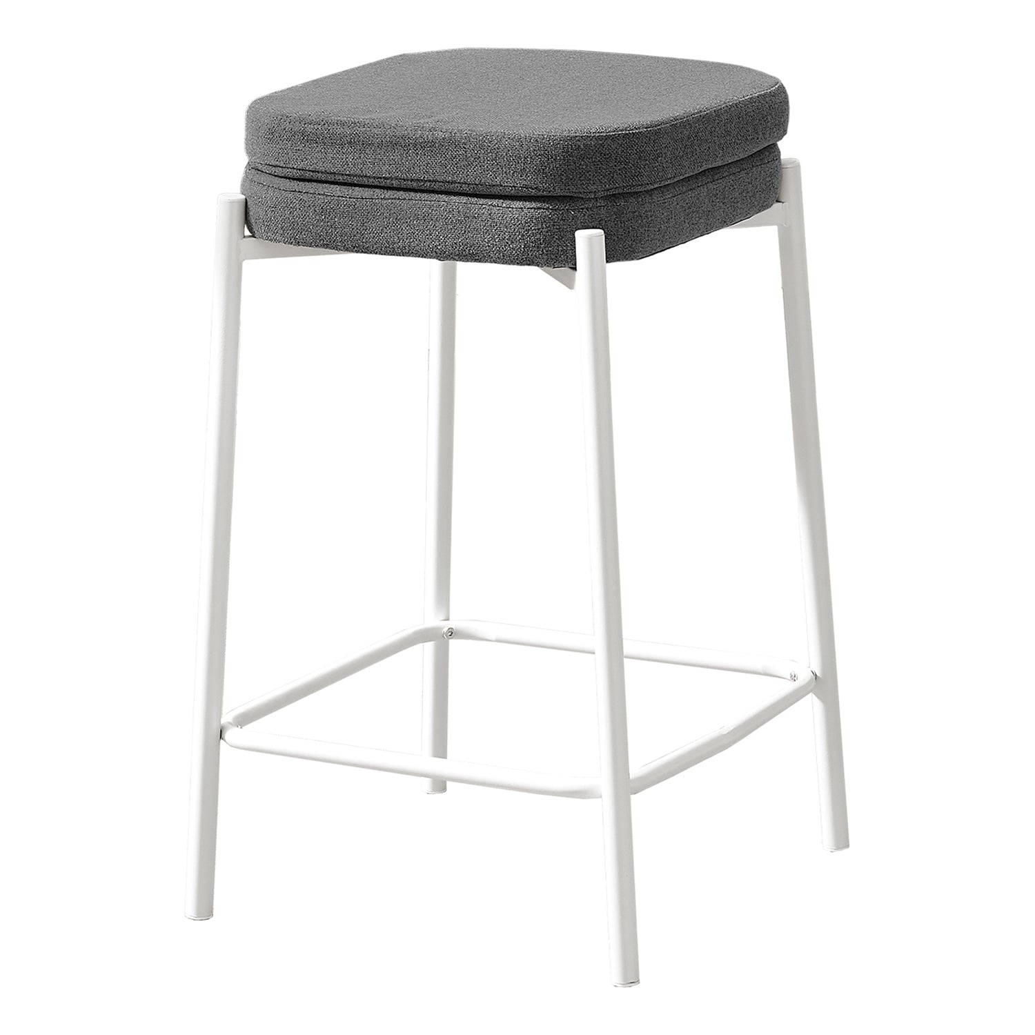 Monarch Specialties I 2227 – Tabouret de bar, hauteur de comptoir, ensemble de 2, cuisine, tissu gris, Métal blanc, contemporain, moderne
