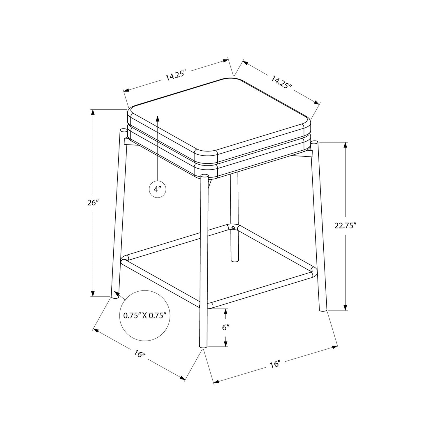 Monarch Specialties I 2227 – Tabouret de bar, hauteur de comptoir, ensemble de 2, cuisine, tissu gris, Métal blanc, contemporain, moderne