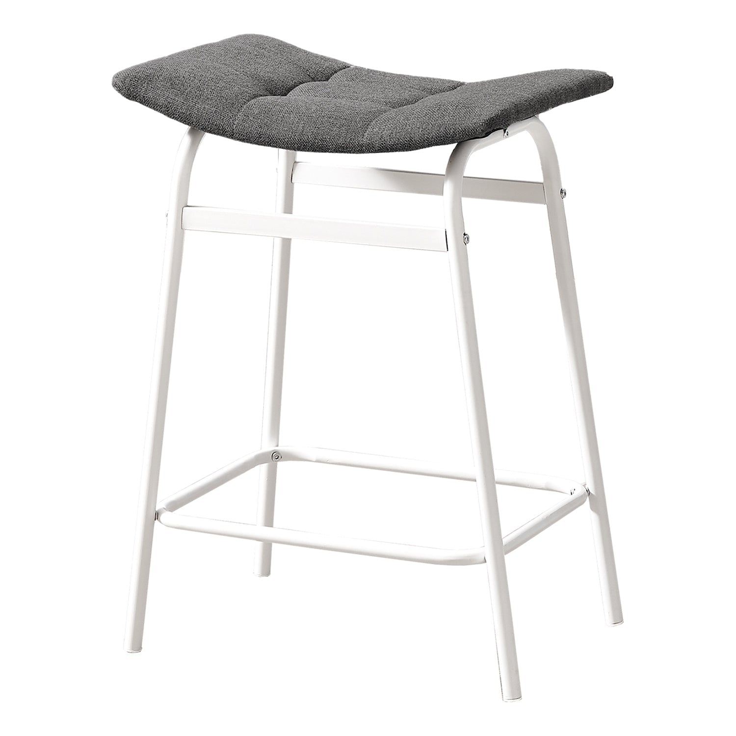Monarch Specialties I 2387 – Tabouret de bar, hauteur de comptoir, ensemble de 2, cuisine, tissu gris, Métal blanc, contemporain, moderne