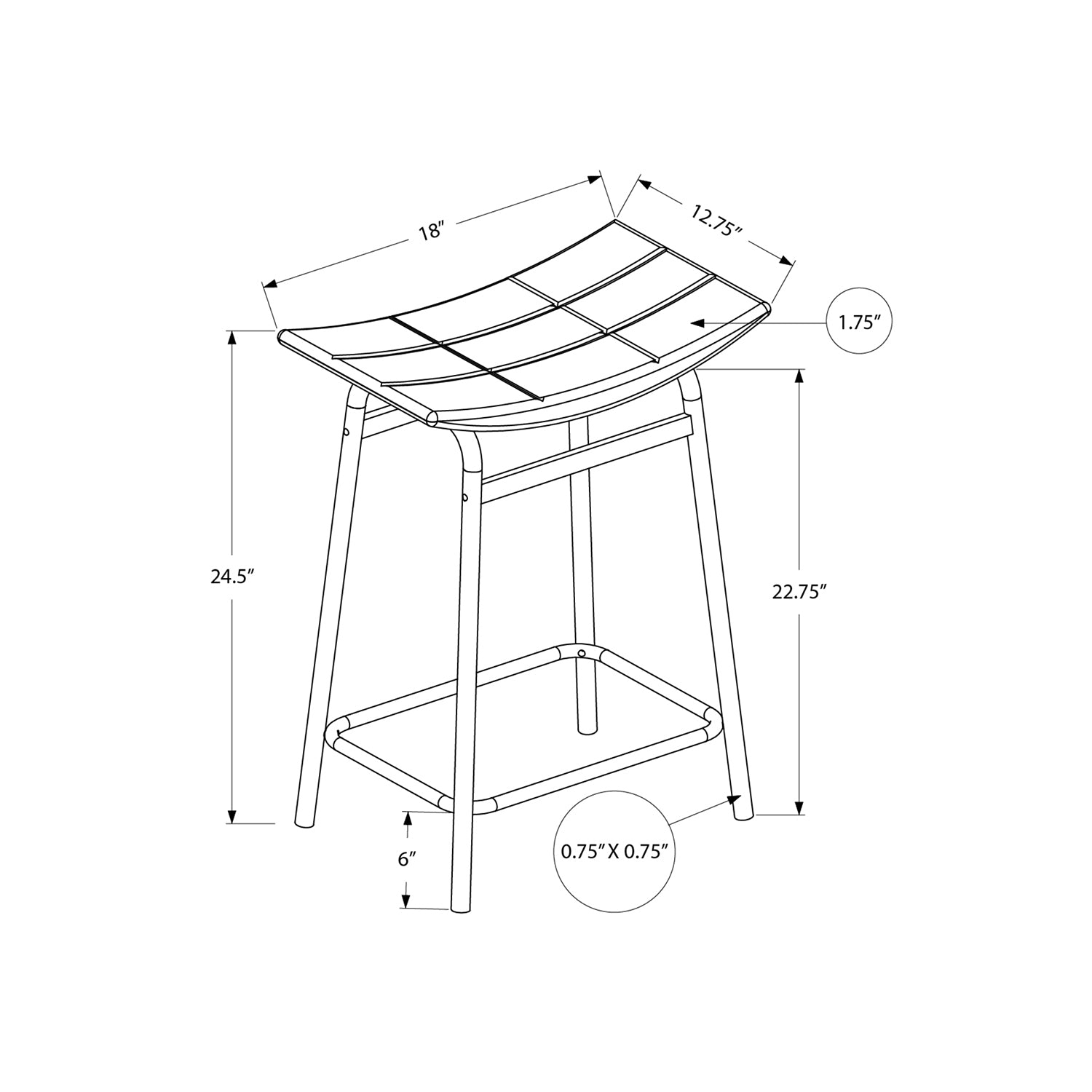 Monarch Specialties I 2387 – Tabouret de bar, hauteur de comptoir, ensemble de 2, cuisine, tissu gris, Métal blanc, contemporain, moderne