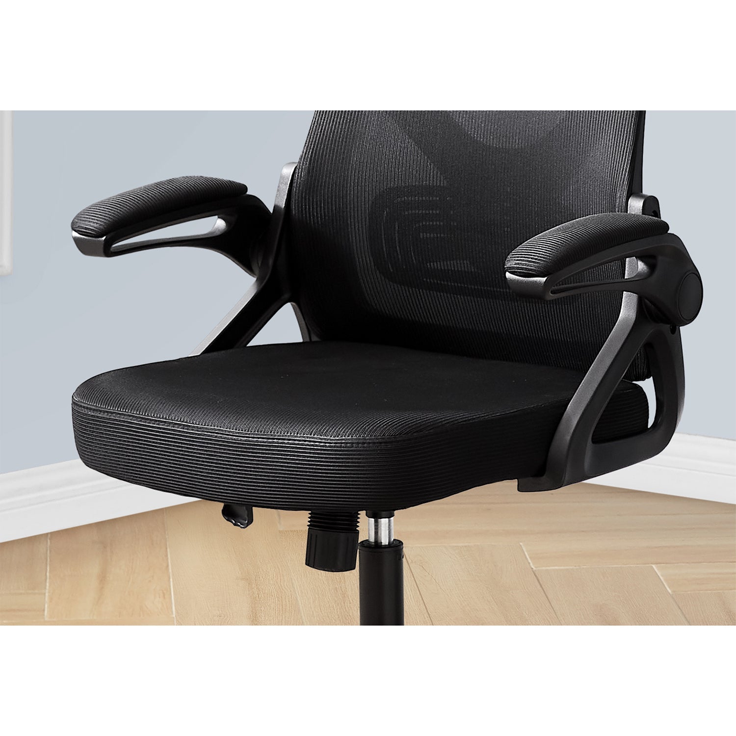 Monarch Specialties I 7334 - Chaise de bureau, hauteur réglable, ergonomique, pivotante, travail, Métal noir, mailles noires, contemporaines, modernes