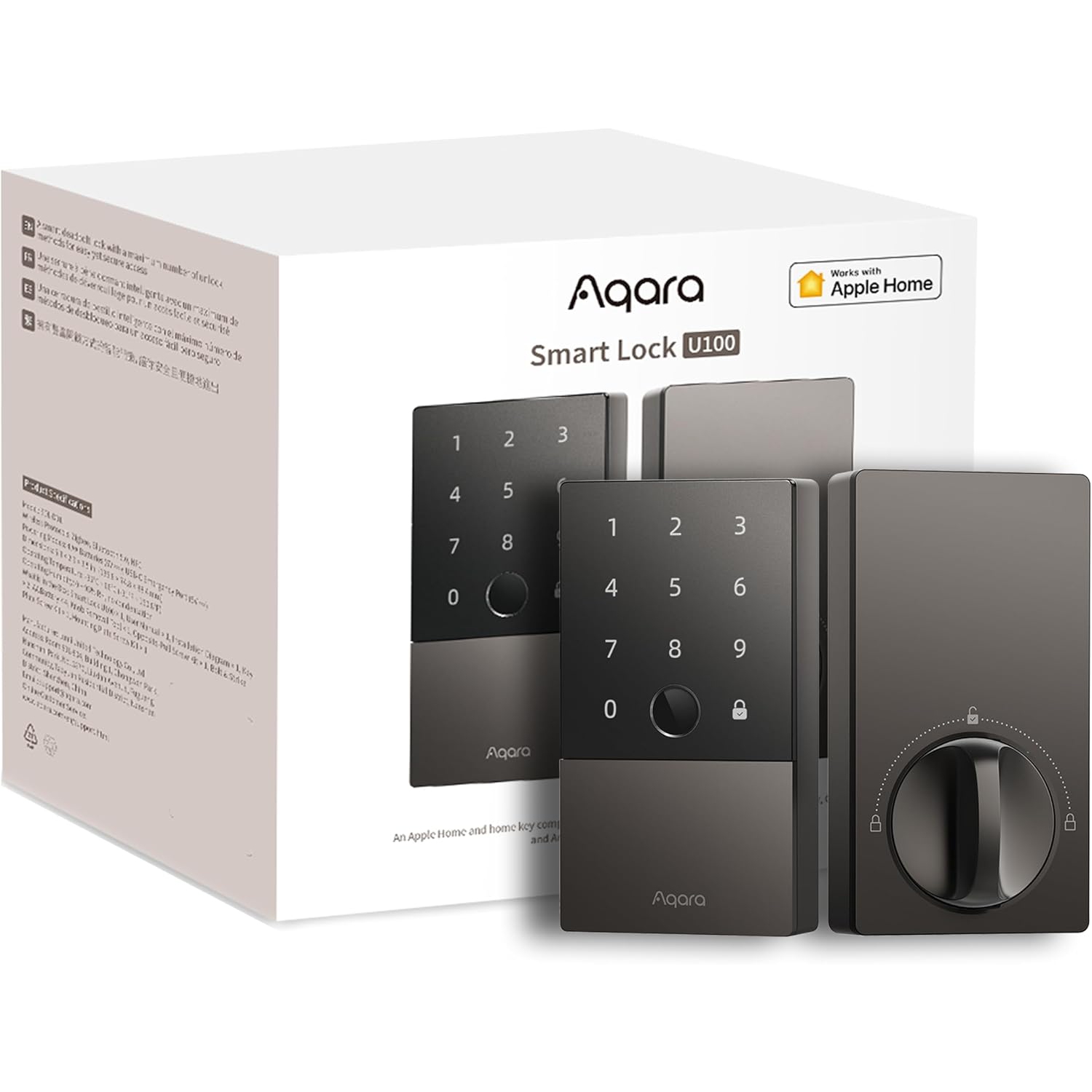 Open Box - Aqara Smart Lock U100, Fingerprint Keyless Entry Door Lock with Apple Home Key, Touchscreen Keypad, Bluetooth Electronic Deadbolt, IP65