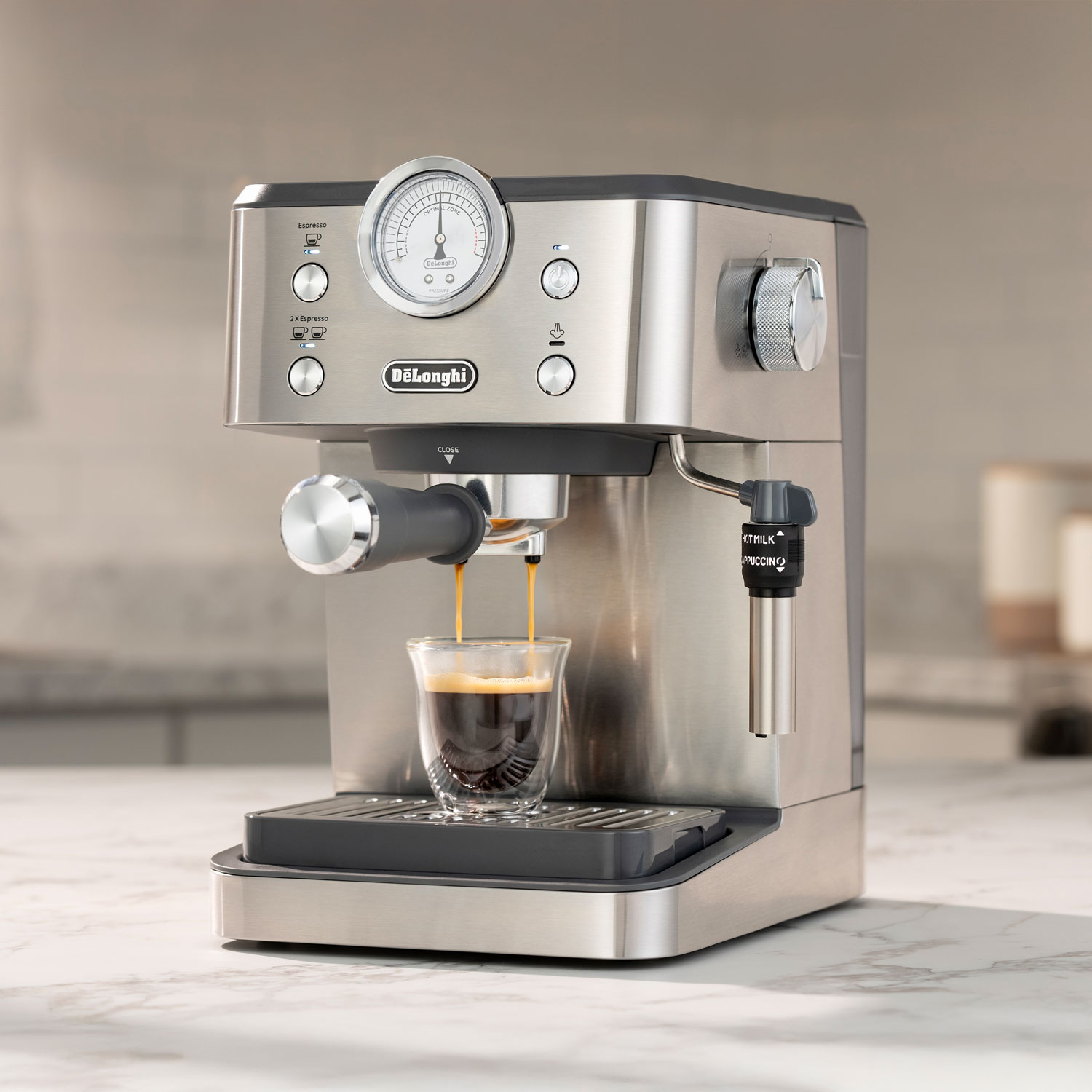 De’Longhi Linea Classic Espresso Machine - Stainless & Grey