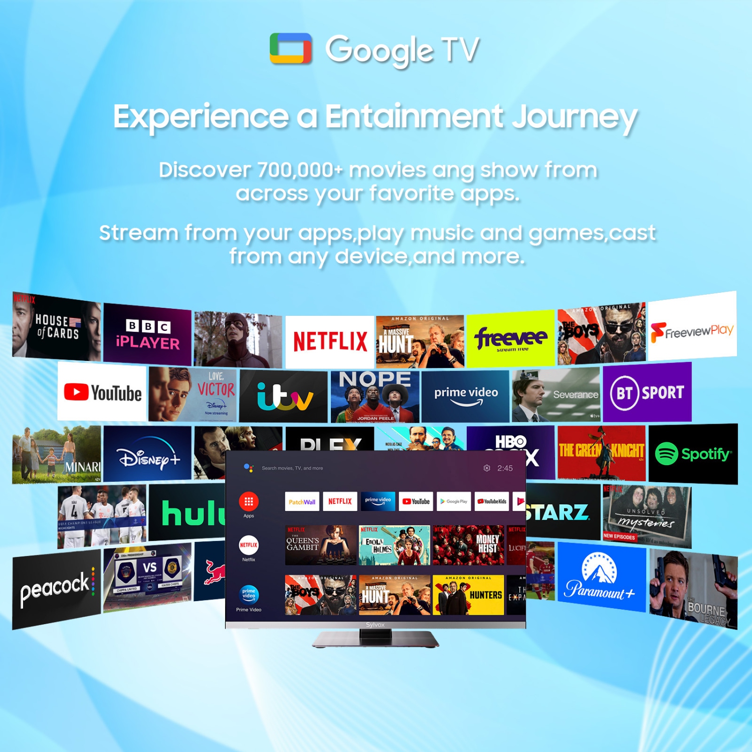 SYLVOX 12 Volt TV, 22" Smart TV with DVD Player, 1080P Newest Google TV Support Download APPs with Google Assistant, AC/DC Powered TV for RV Camper