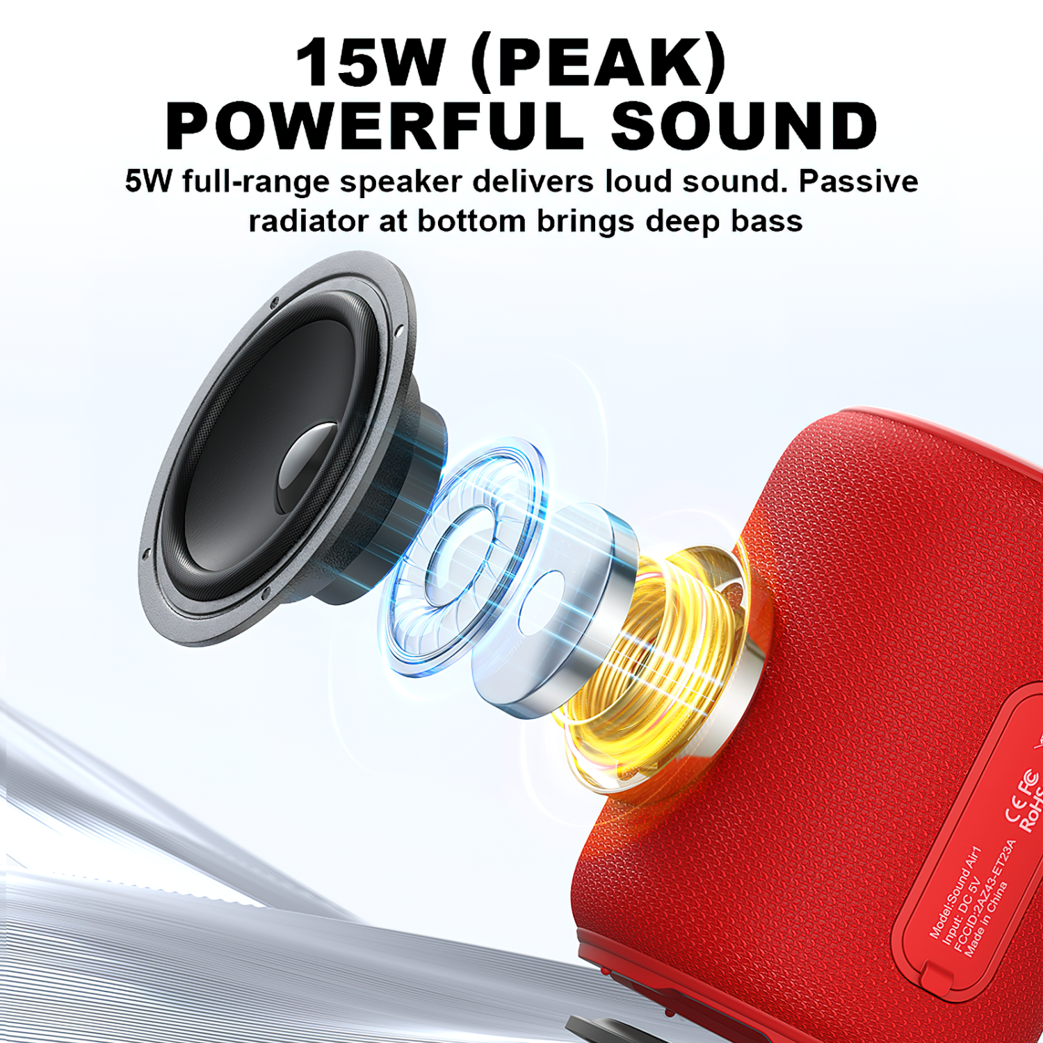 Bobtot Portable Speaker Bluetooth 10W Peak, IPX6 Shower Speaker, 25H Playing Time, Loud and Stereo Sound with Bass, Dual Pairing, Small Bluetooth
