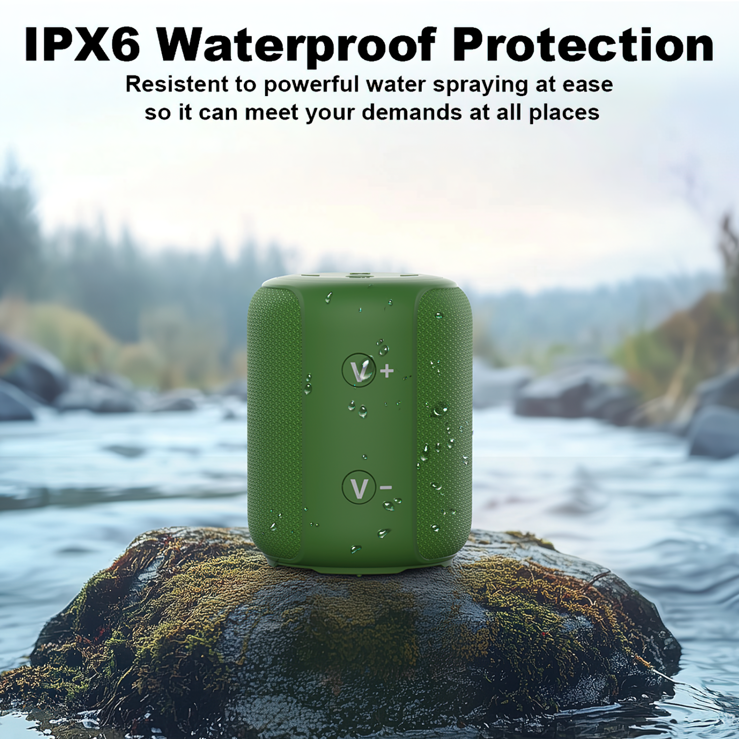 Bobtot Portable Speaker Bluetooth 10W Peak, IPX6 Shower Speaker, 25H Playing Time, Loud and Stereo Sound with Bass, Dual Pairing, Small Bluetooth