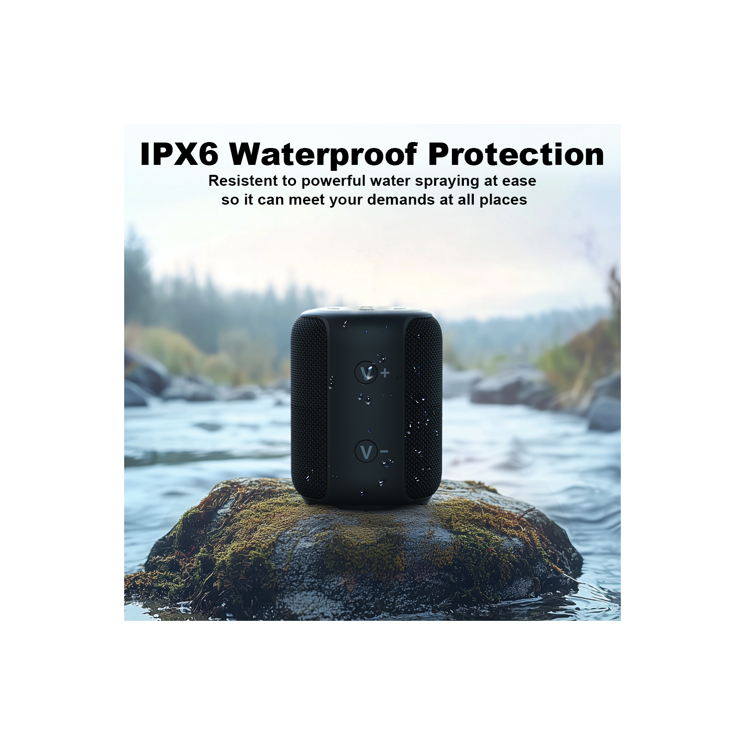 Bobtot Portable Speaker Bluetooth 10W Peak, IPX6 Shower Speaker, 25H Playing Time, Loud and Stereo Sound with Bass, Dual Pairing, Small Bluetooth