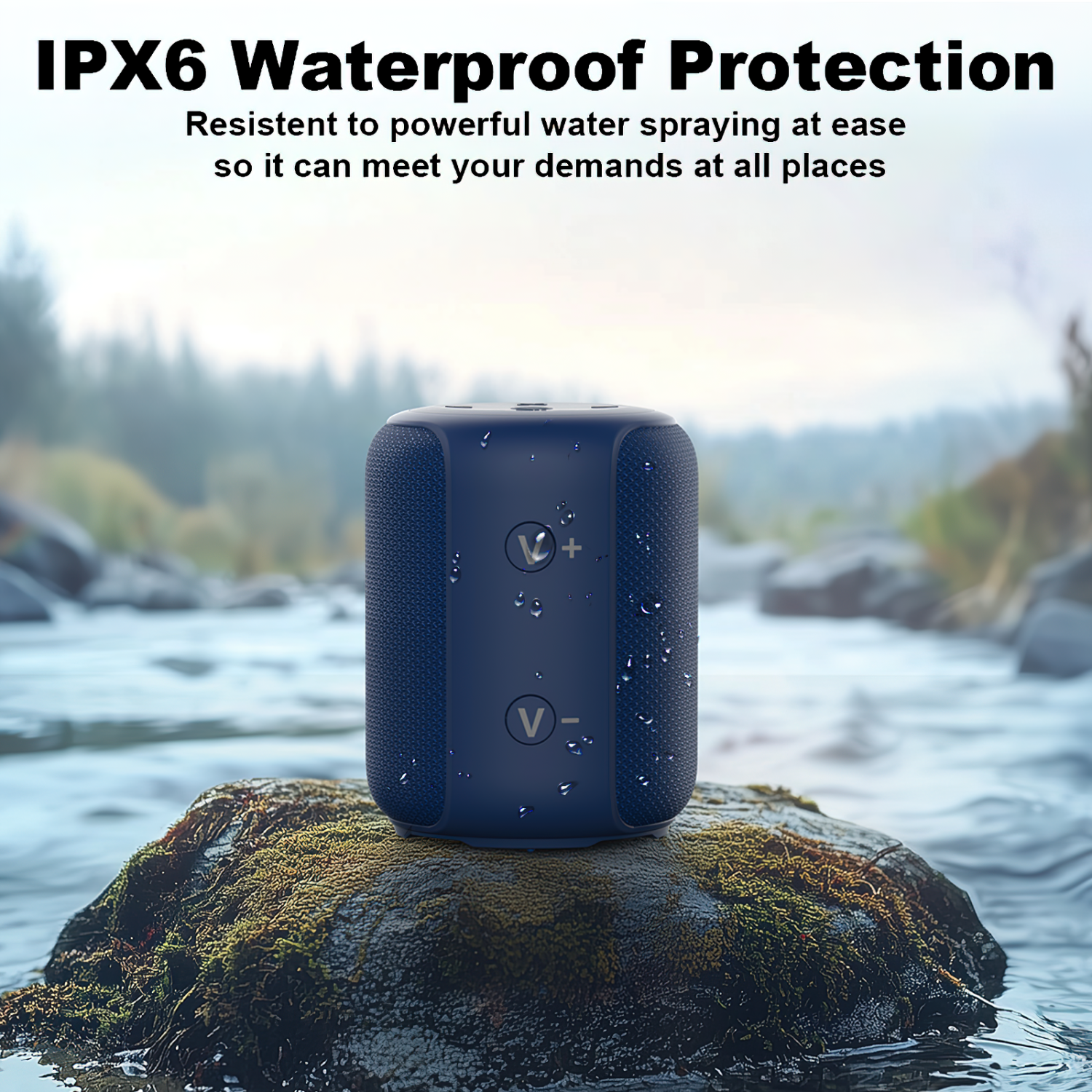 Bobtot Portable Speaker Bluetooth 10W Peak, IPX6 Shower Speaker, 25H Playing Time, Loud and Stereo Sound with Bass, Dual Pairing, Small Bluetooth