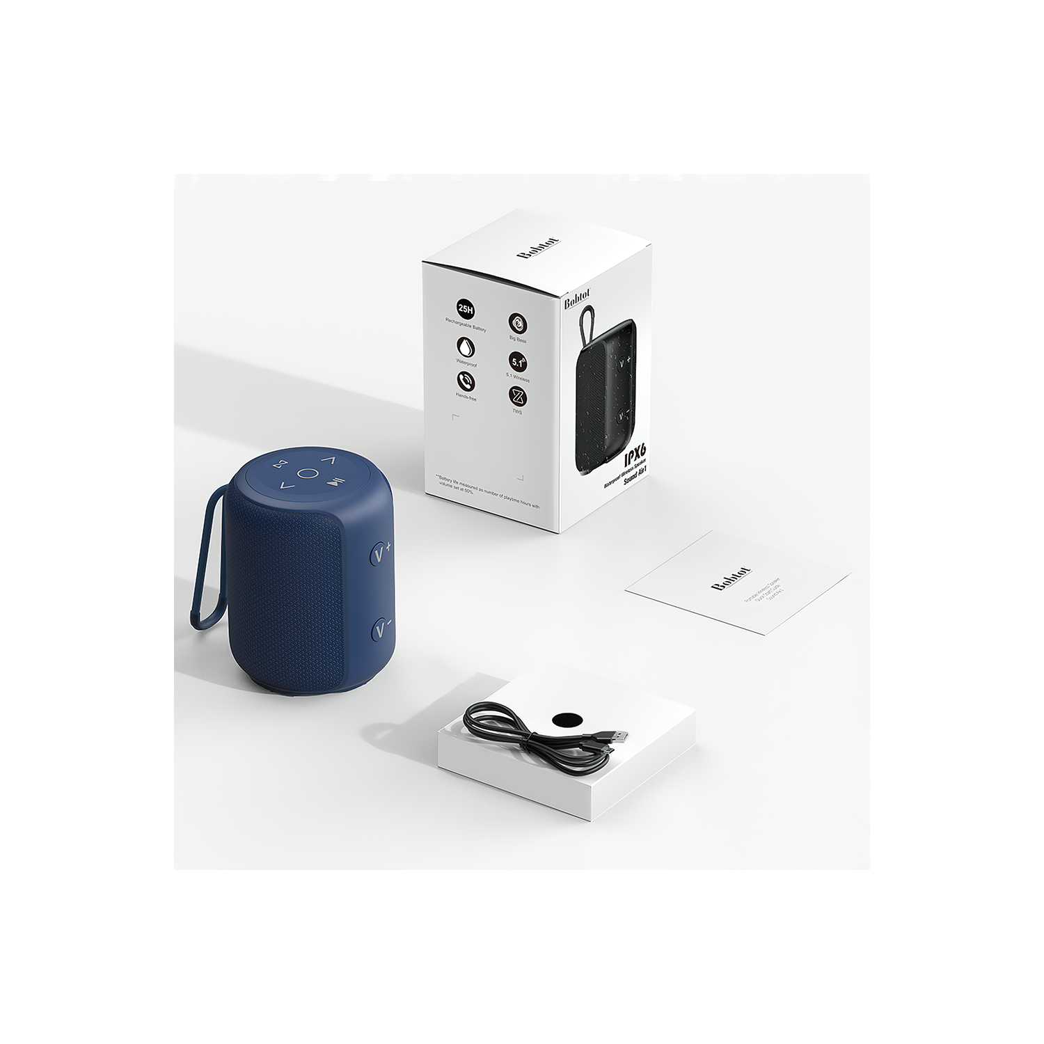 Bobtot Portable Speaker Bluetooth 10W Peak, IPX6 Shower Speaker, 25H Playing Time, Loud and Stereo Sound with Bass, Dual Pairing, Small Bluetooth