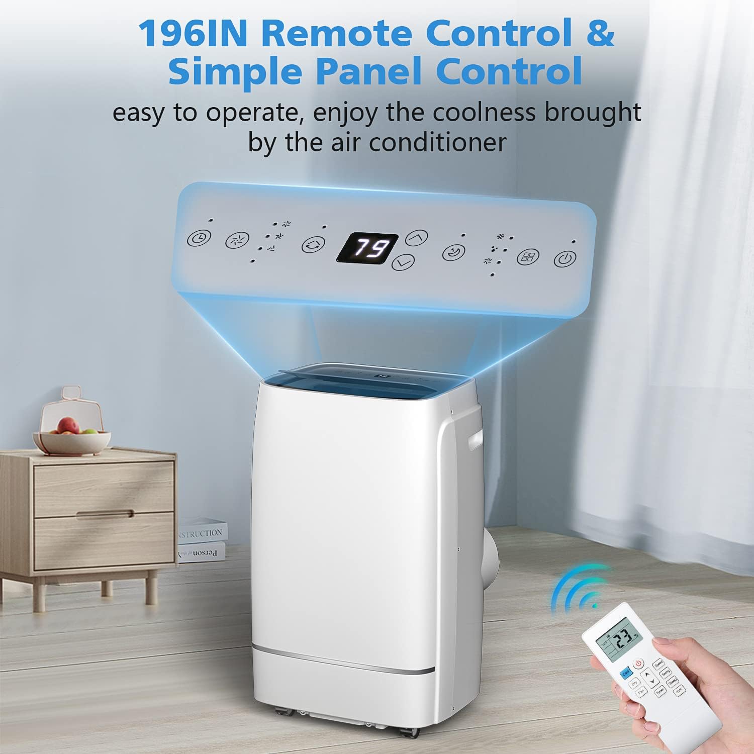 COWSAR 12000 BTU Portable Air Conditioner 4-IN-1 Portable AC Unit 24H Timer Room Air Conditioners 400 Sq.Ft. Coverage ＜53dB Stand Up Air Conditioner