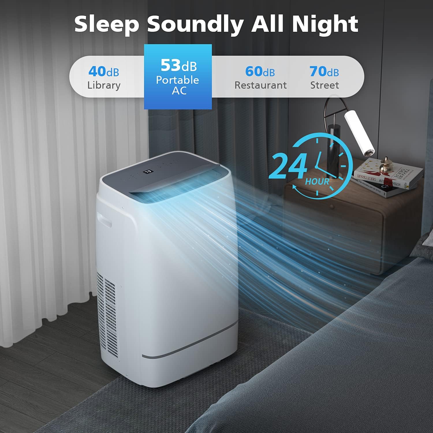 COWSAR 13000 BTU Portable Air Conditioner 4-IN-1 Portable AC Unit 24H Timer Room Air Conditioners 450 Sq.Ft. Coverage ＜53dB Portable Air Conditioners