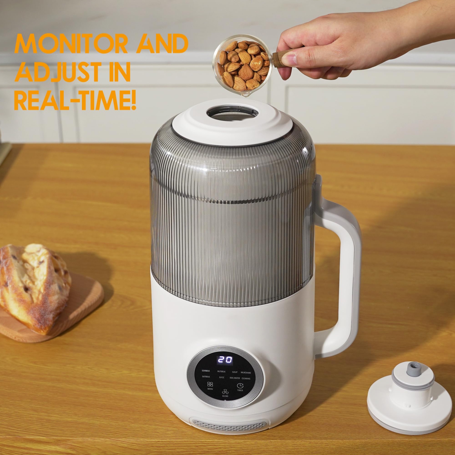 GlowWise 10-in-1 Nut Milk Maker, 40oz Blender Homemade Almond, Oat, Soy, Coconut milk, Juice & Soup, Electric Bean Milk Machine with Delay