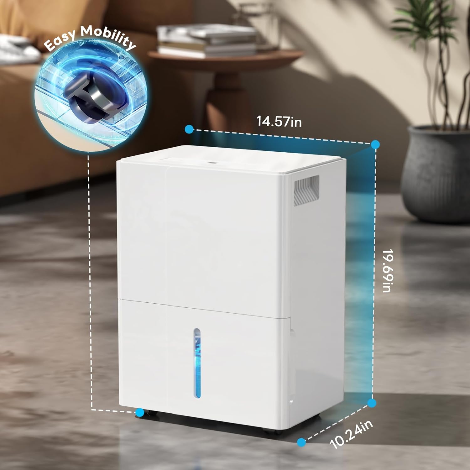 Dehumidifier with Wheels for Basement, Bedroom, Bathroom, Office - 22 Pints, 4 Modes, LED Display, 24H Timer, Whisper-Quiet, 1.2 Gallon Tank