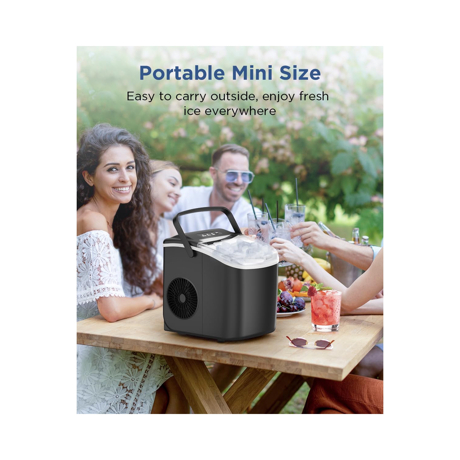 COWSAR Ice Maker Countertop, Portable Ice Machine with Self-Cleaning, 26.5lbs/24Hrs, 9 Bullet Ice Cubes in 6 Mins, Ice Basket and Scoop, Ideal for