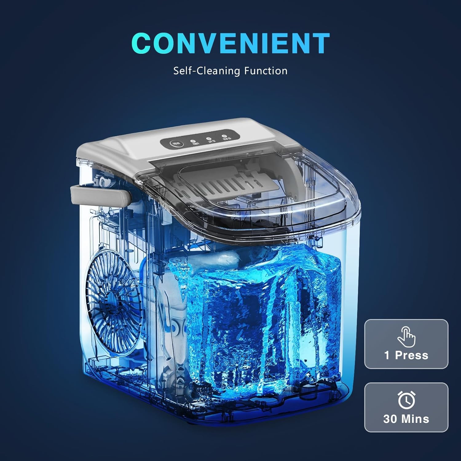 COWSAR Ice Maker Countertop, Portable Ice Machine with Self-Cleaning, 26.5lbs/24Hrs, 9 Bullet Ice Cubes in 6 Mins, Ice Basket and Scoop, Ideal for