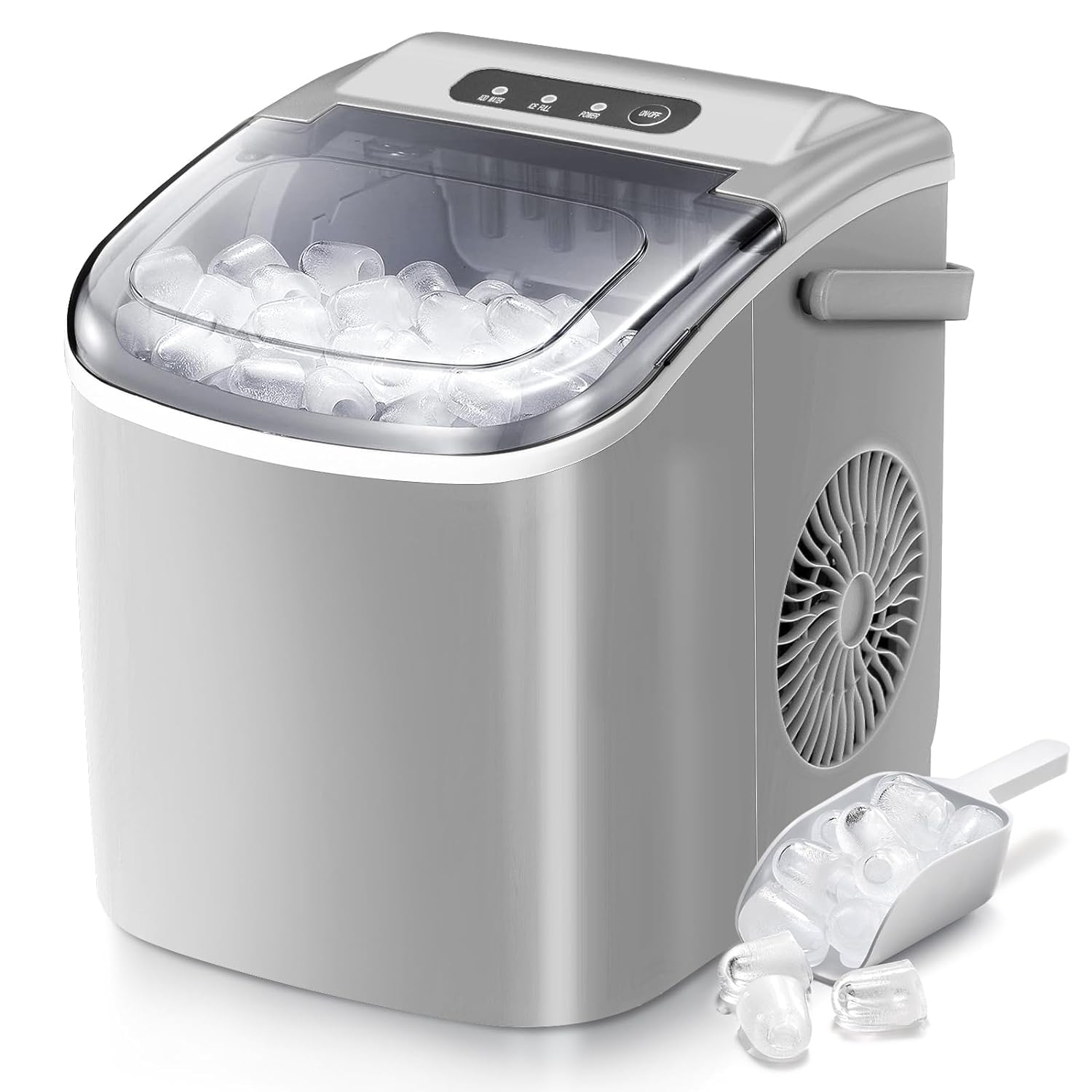 COWSAR Ice Maker Countertop, Portable Ice Machine with Self-Cleaning, 26.5lbs/24Hrs, 9 Bullet Ice Cubes in 6 Mins, Ice Basket and Scoop, Ideal for