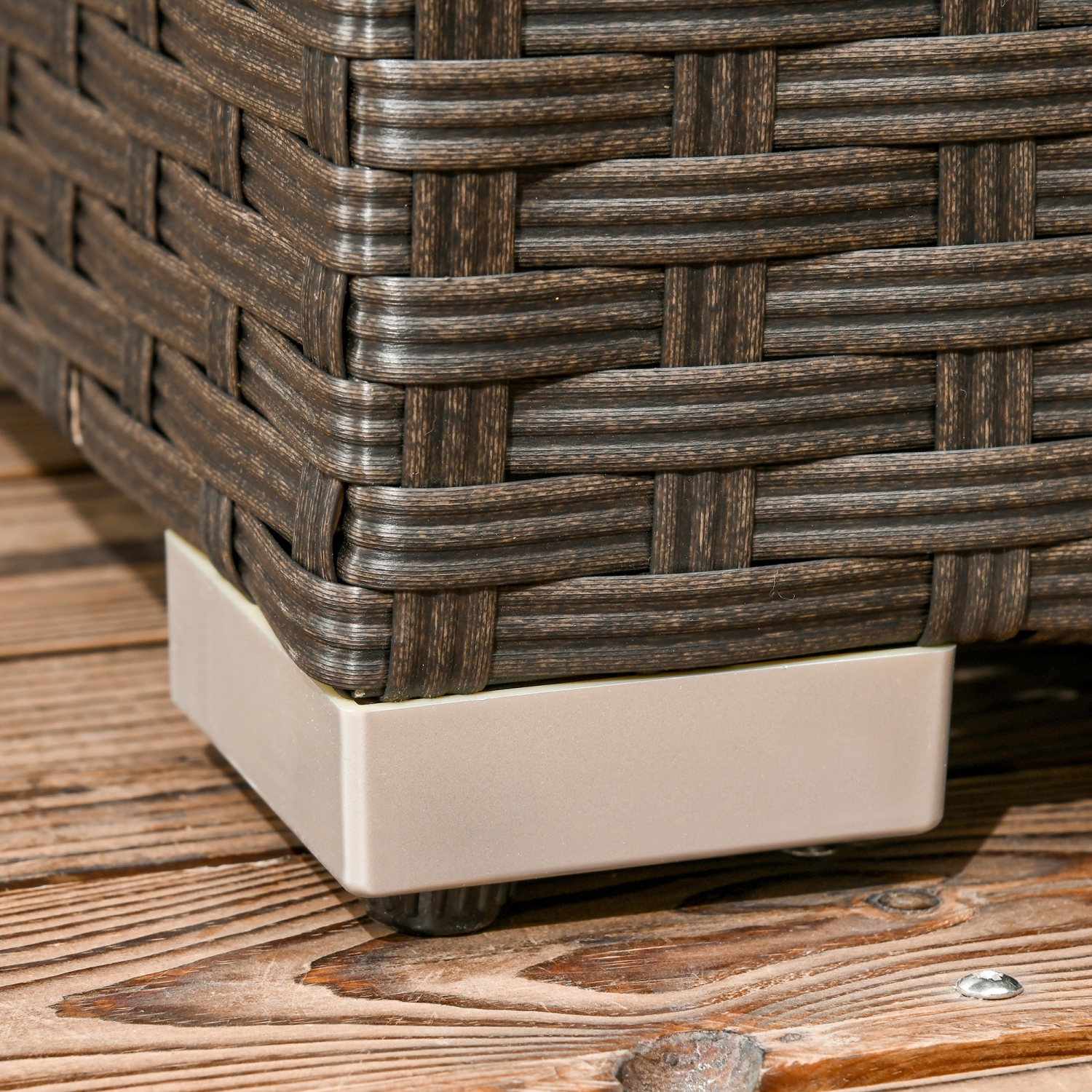 Ensemble de 6 meubles de jardin en osier Outsunny, meubles modulaires à 5 places à dossier haut avec canapé en coin et table basse en plastique pour