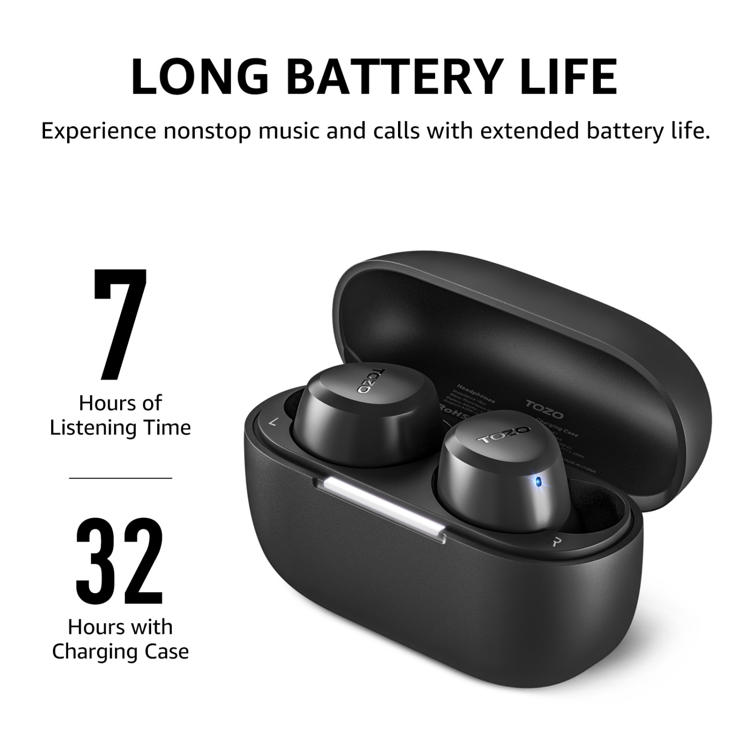 TOZO A1 Earbuds True Wireless Stereo Sound Bass 2 Mic for AI Calls-Black