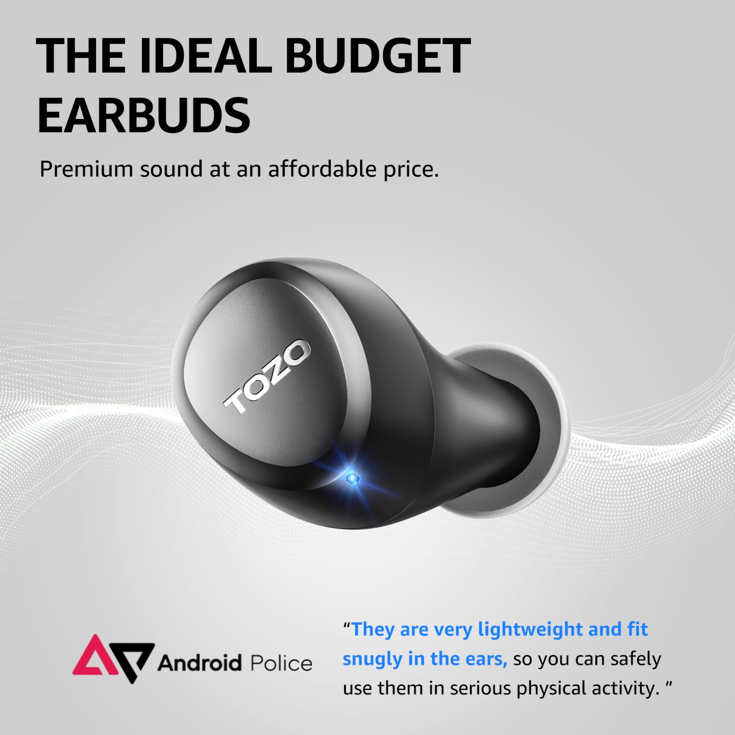 TOZO A1 Earbuds True Wireless Stereo Sound Bass 2 Mic for AI Calls-Black