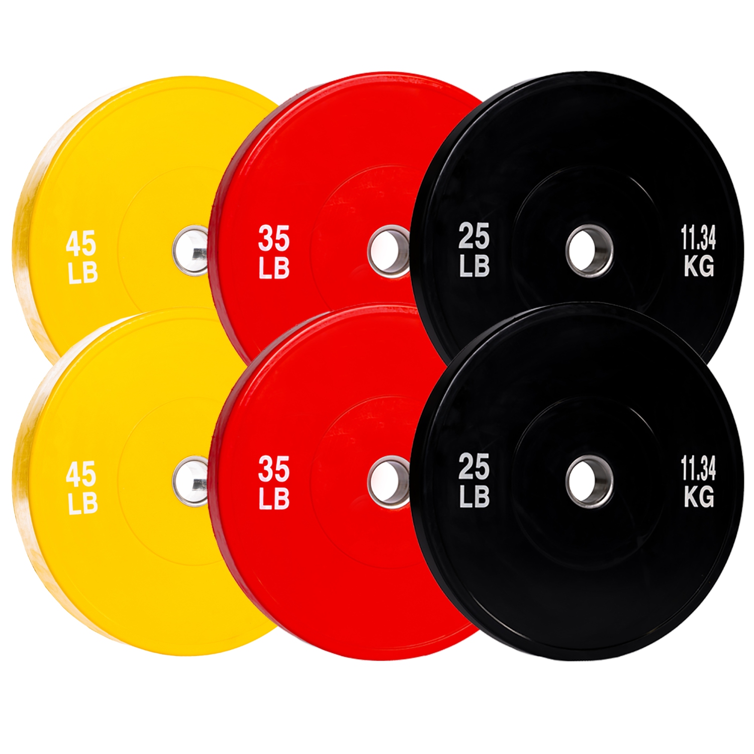 PRISP Olympic Bumper Weight Plate - Rubber Plate for 2 Inch Olympic Barbell with Steel Insert; Pairs, Sets and Single Plates Available