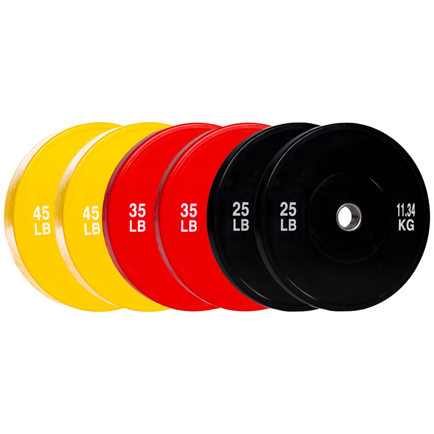 PRISP Olympic Bumper Weight Plate - Rubber Plate for 2 Inch Olympic Barbell with Steel Insert; Pairs, Sets and Single Plates Available