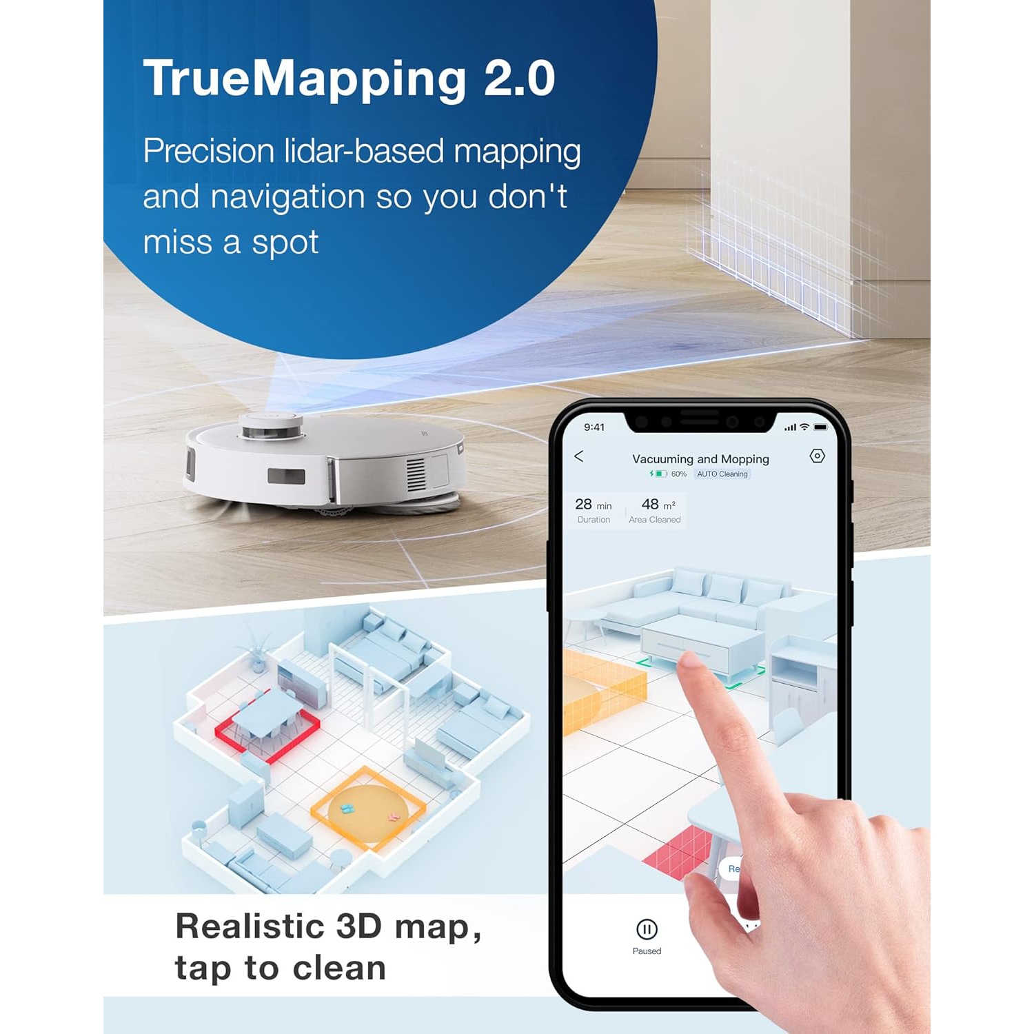 (Boîte ouverte) Aspirateur robot et vadrouille ECOVACS DEEBOT T20 Omni