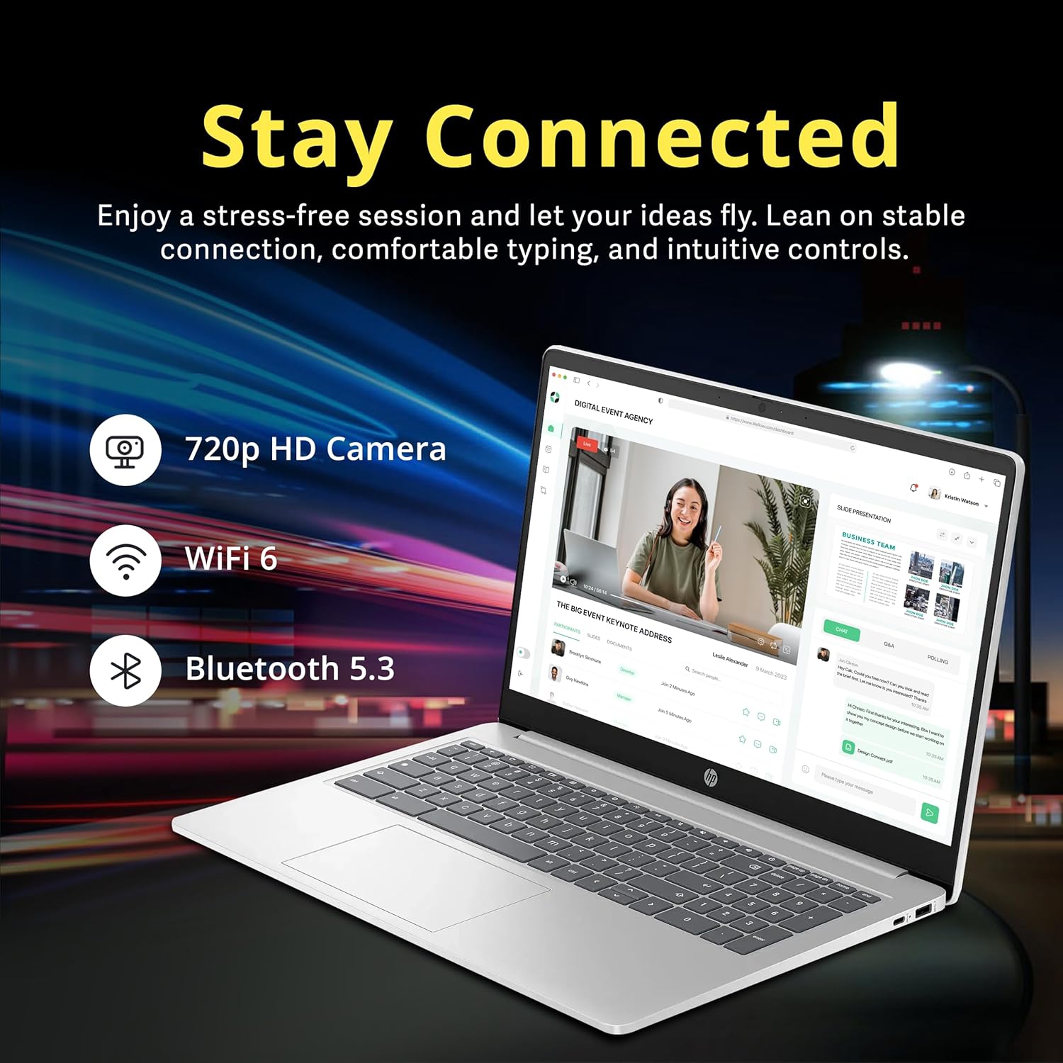 HP 15.6" HD Anti-Glare Chromebook Laptop, Intel Pentium N200,224GB Storage, 8GB LPDDR5, Intel UHD Graphics, Num Pad, Chrome OS, Silver