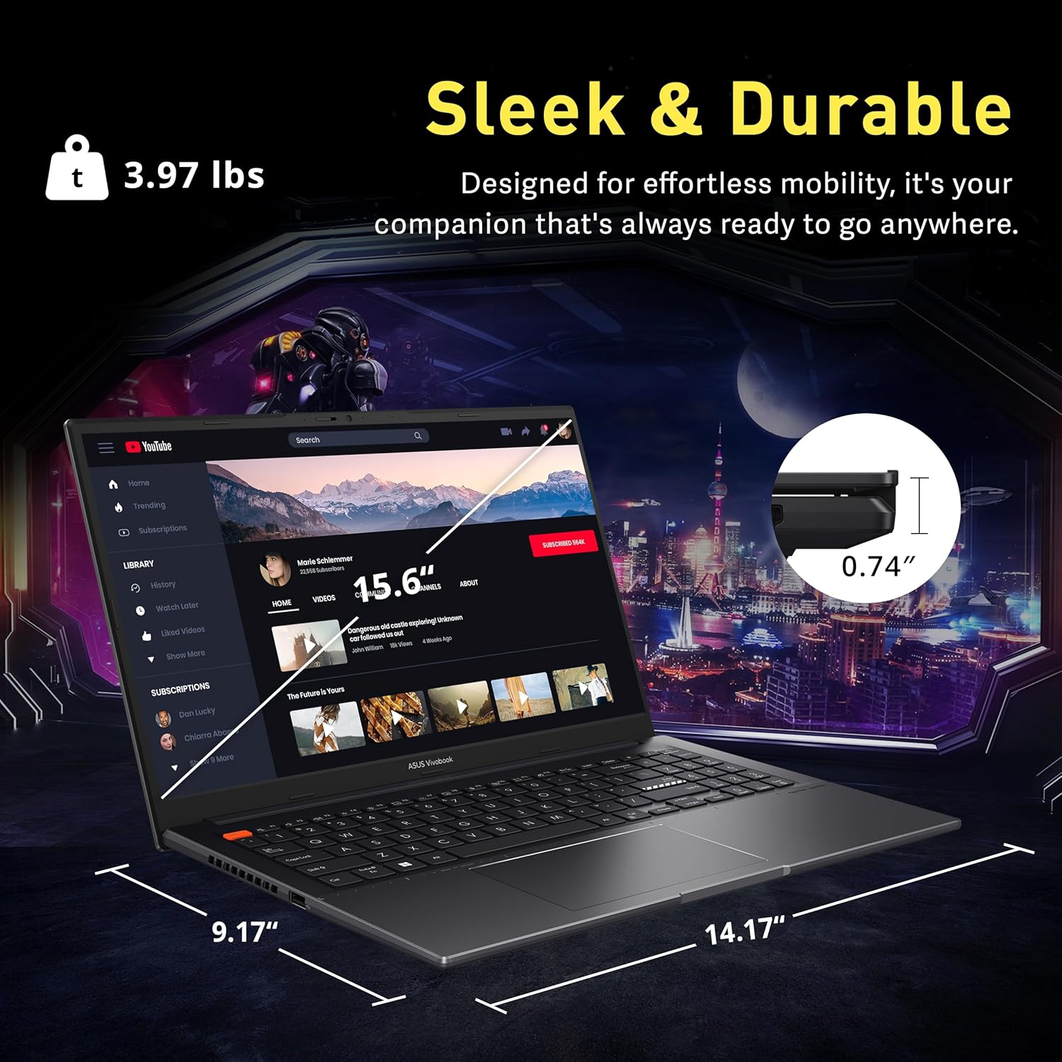 ASUS VivoBook S15 Slim Laptop, 15.6" FHD Anti-Glare Display, Ryzen 5-5600H, 672GB Storage, 8GB RAM, Backlit Keyboard, Win 11 Pro, Black