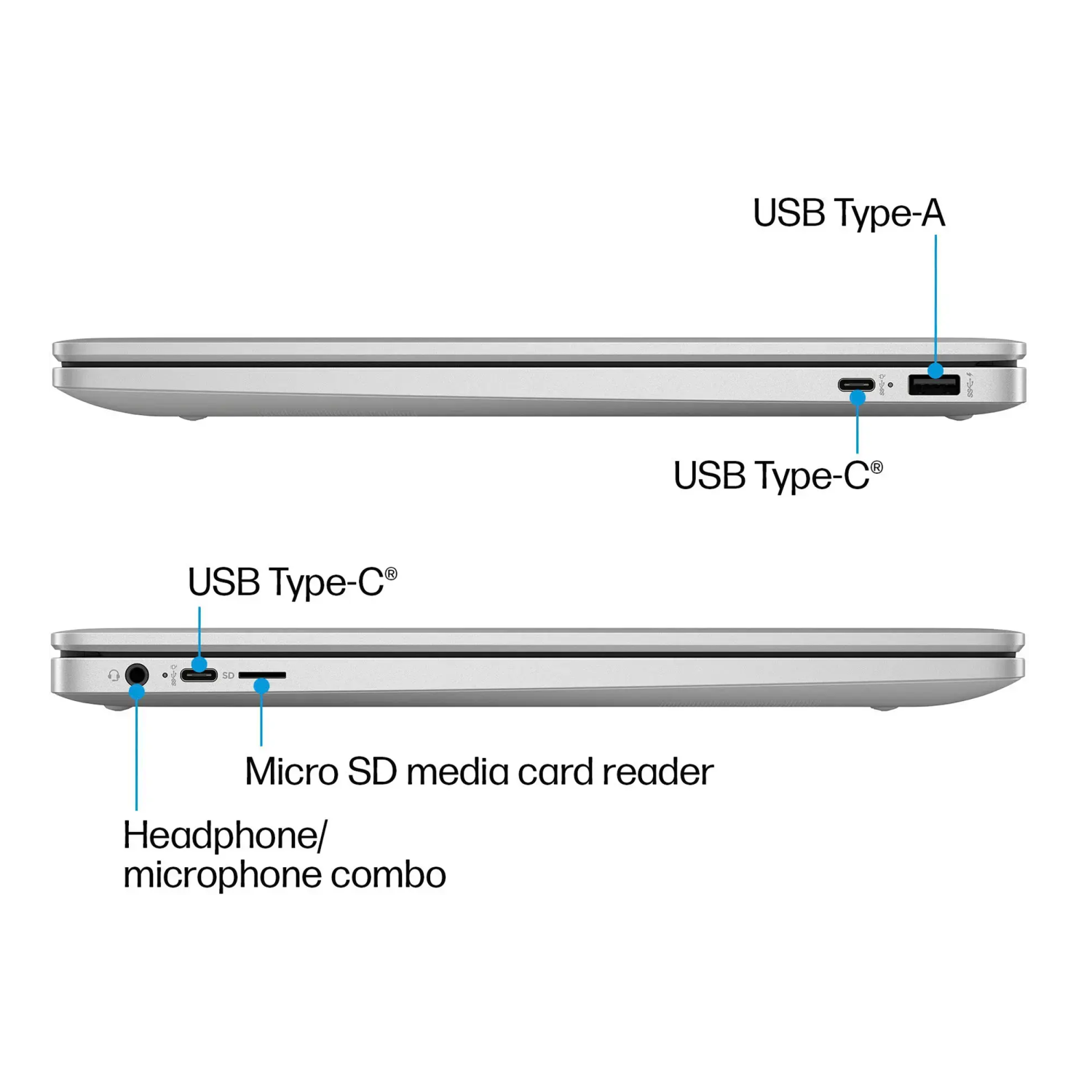 HP 15.6" HD Anti-Glare Chromebook Laptop -Silver