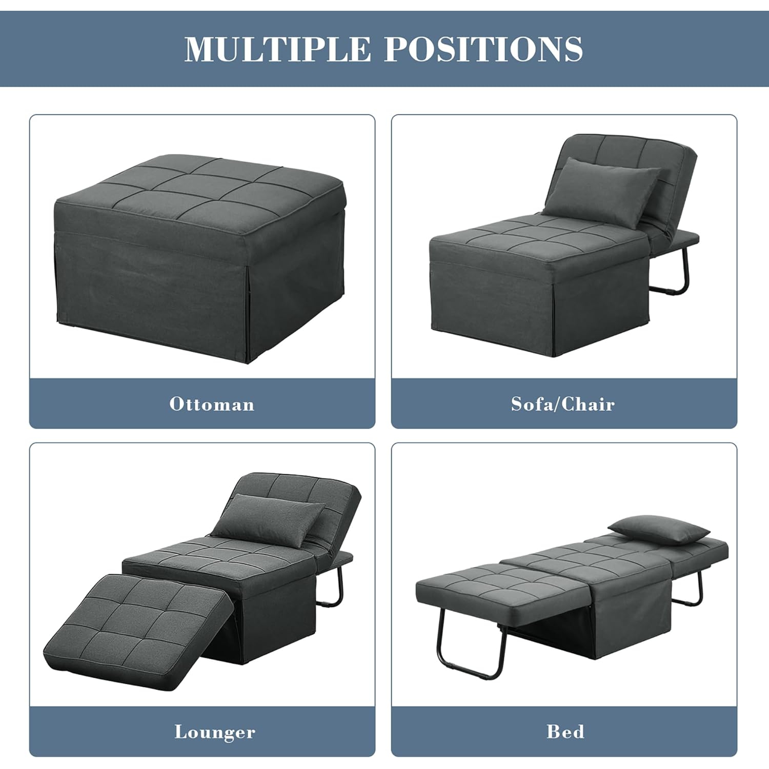 Ainfox 71&nbsp;po canapé-lit pliant gris foncé pour la maison