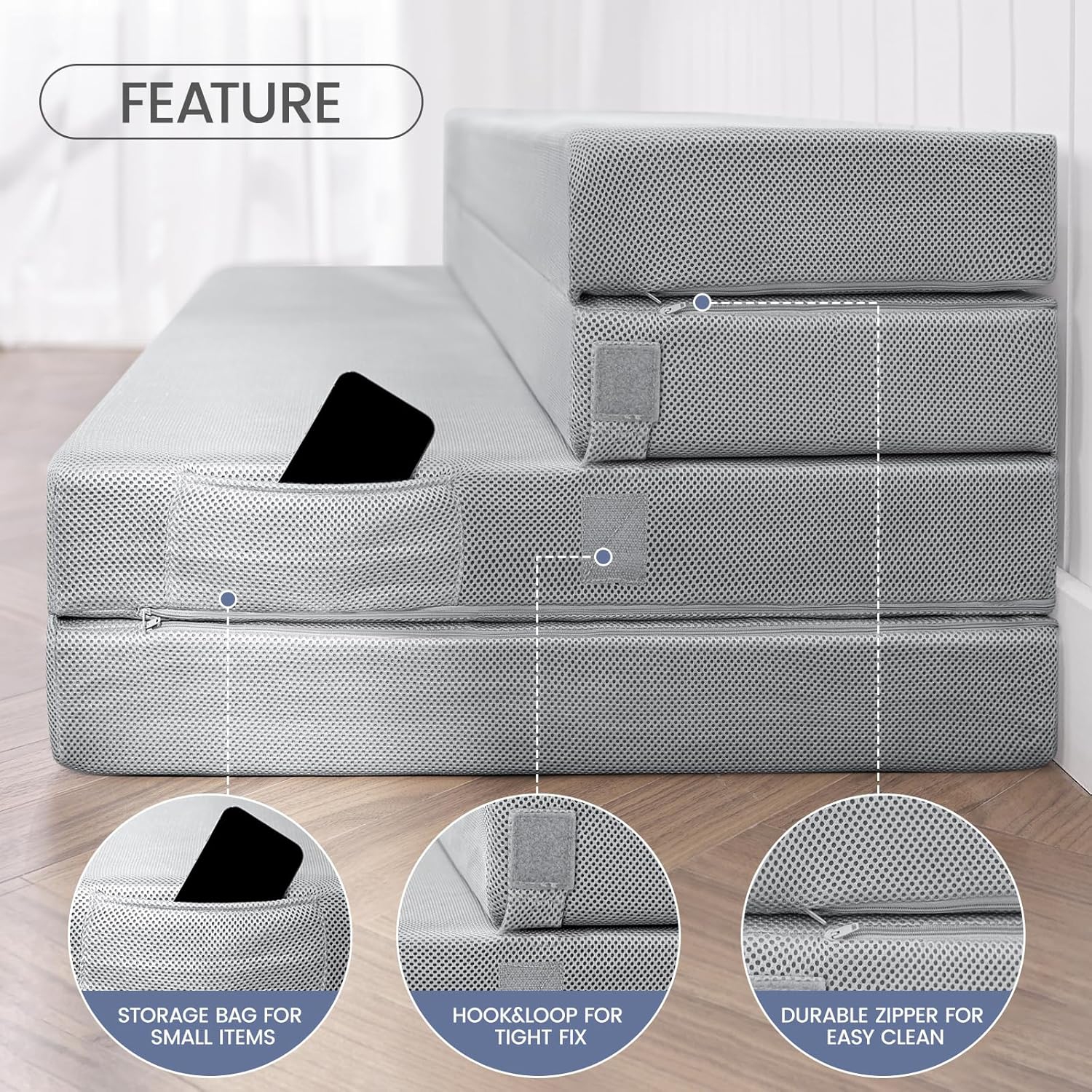 CoolHut Foldable Mattress TwinXL Size, Memory Foam 4 Inch Thick Portable RV Mattress with Removable Washable Cover & Storage Bag for Guests, Camping,