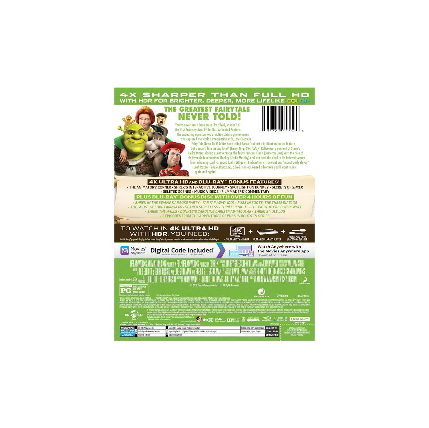 Shrek [20th Anniversary Limited Edition Steelbook] [4K Ultra HD + Blu-ray]